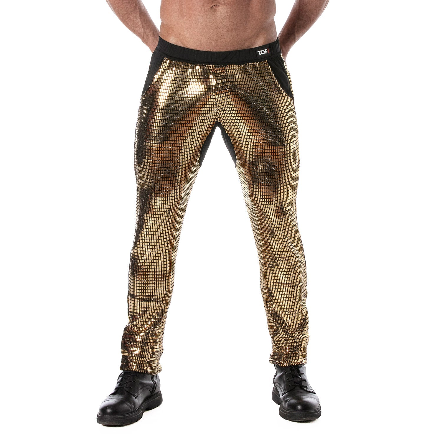 Goldene Glitzer‑Hose für den kühnen Mann - TOF Paris - Shop Deutschland Noodosz