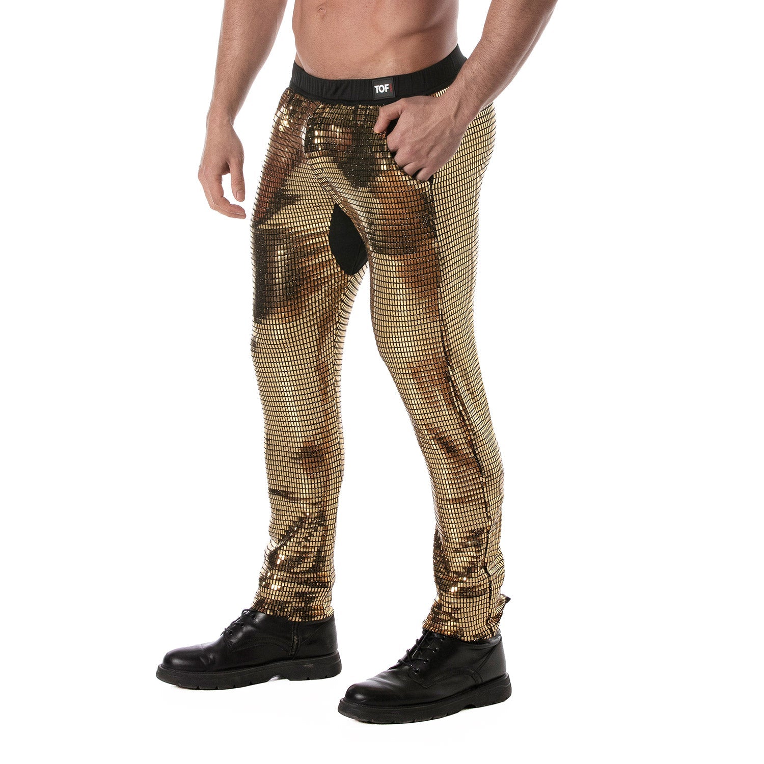 Goldene Glitzer‑Hose für den kühnen Mann - TOF Paris - Shop Deutschland Noodosz