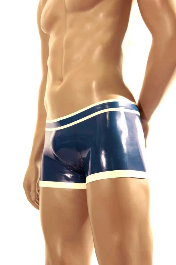 Herren blaue Latex Hot Shorts – körpernahe Gummi Shorts - noodosz - FlowNight - 