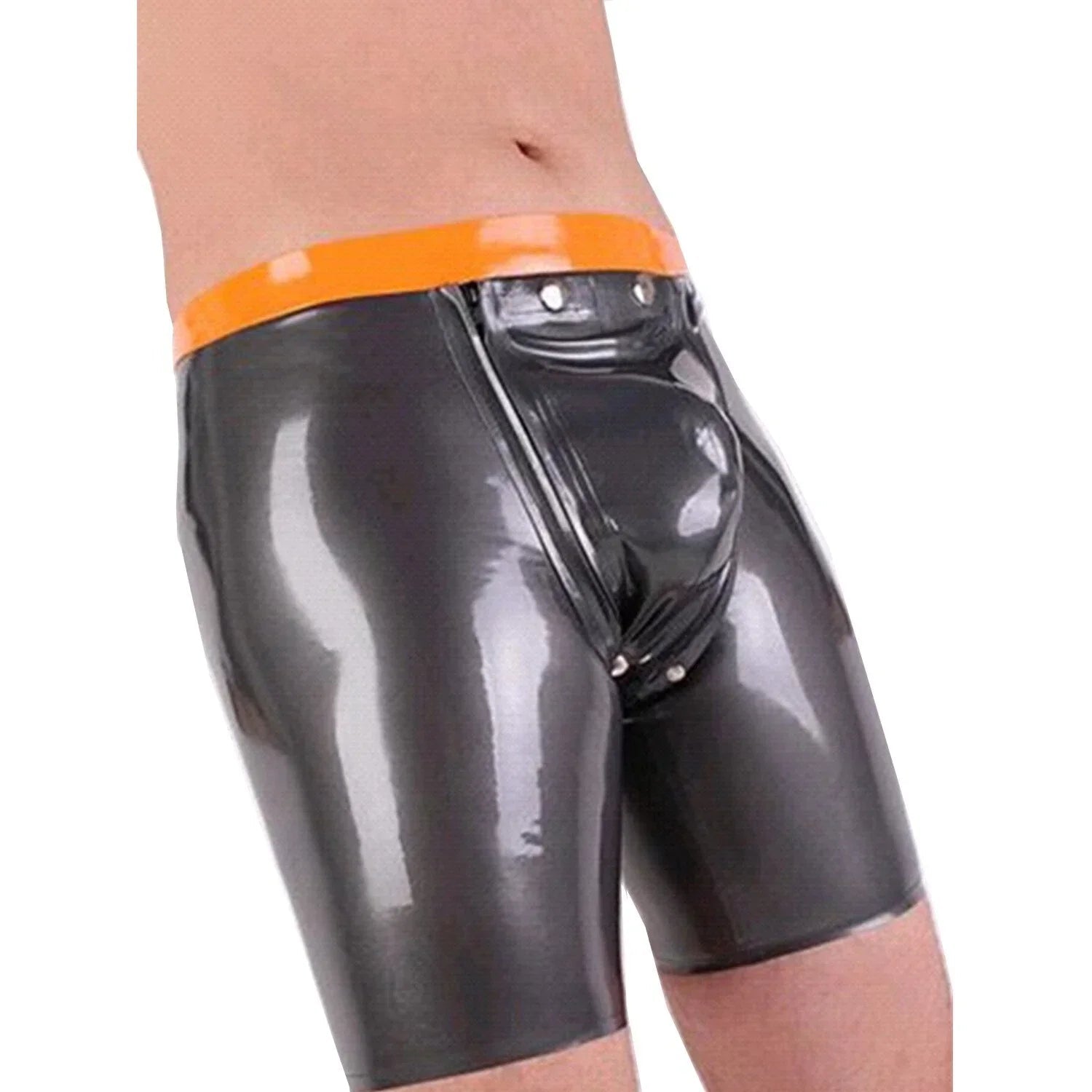 Herren Latex Boxer Briefs Shorts mit Frontöffnung – Gummi Unterwäsche - noodosz - FlowNight - 