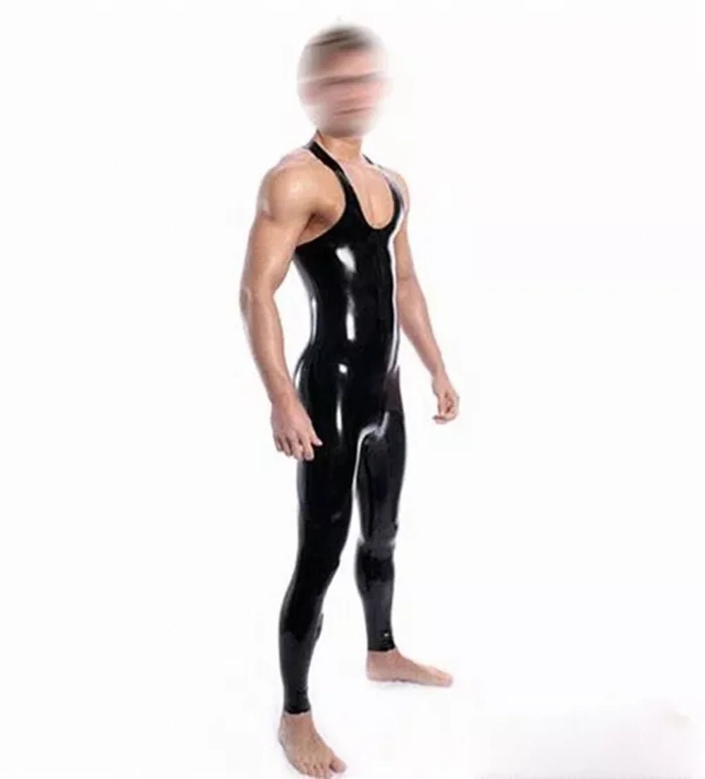 Herren Latex Catsuit ärmellos – Neck Entry Bodysuit ohne Reißverschluss - noodosz - FlowNight - 