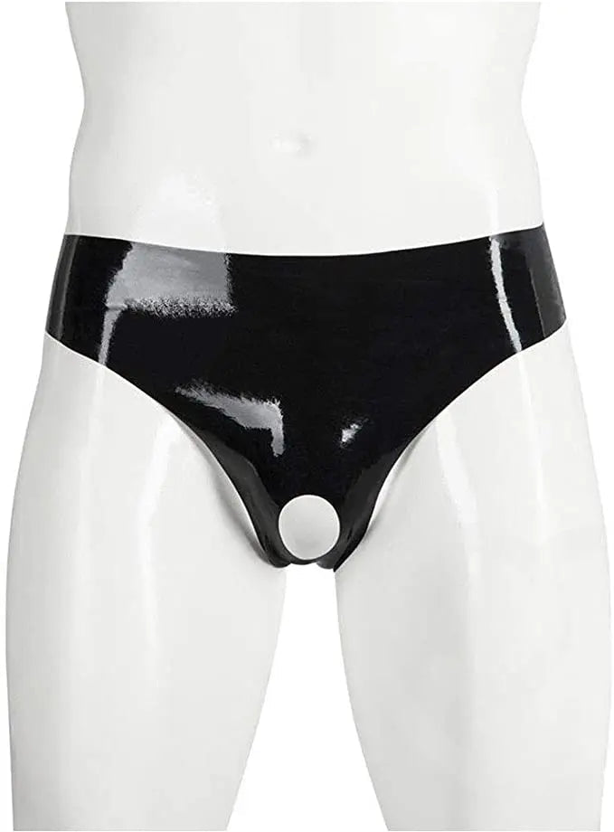 Herren Latex Shorts Briefs handgefertigt mit Öffnung – Gummi Unterwäsche - noodosz - FlowNight - 