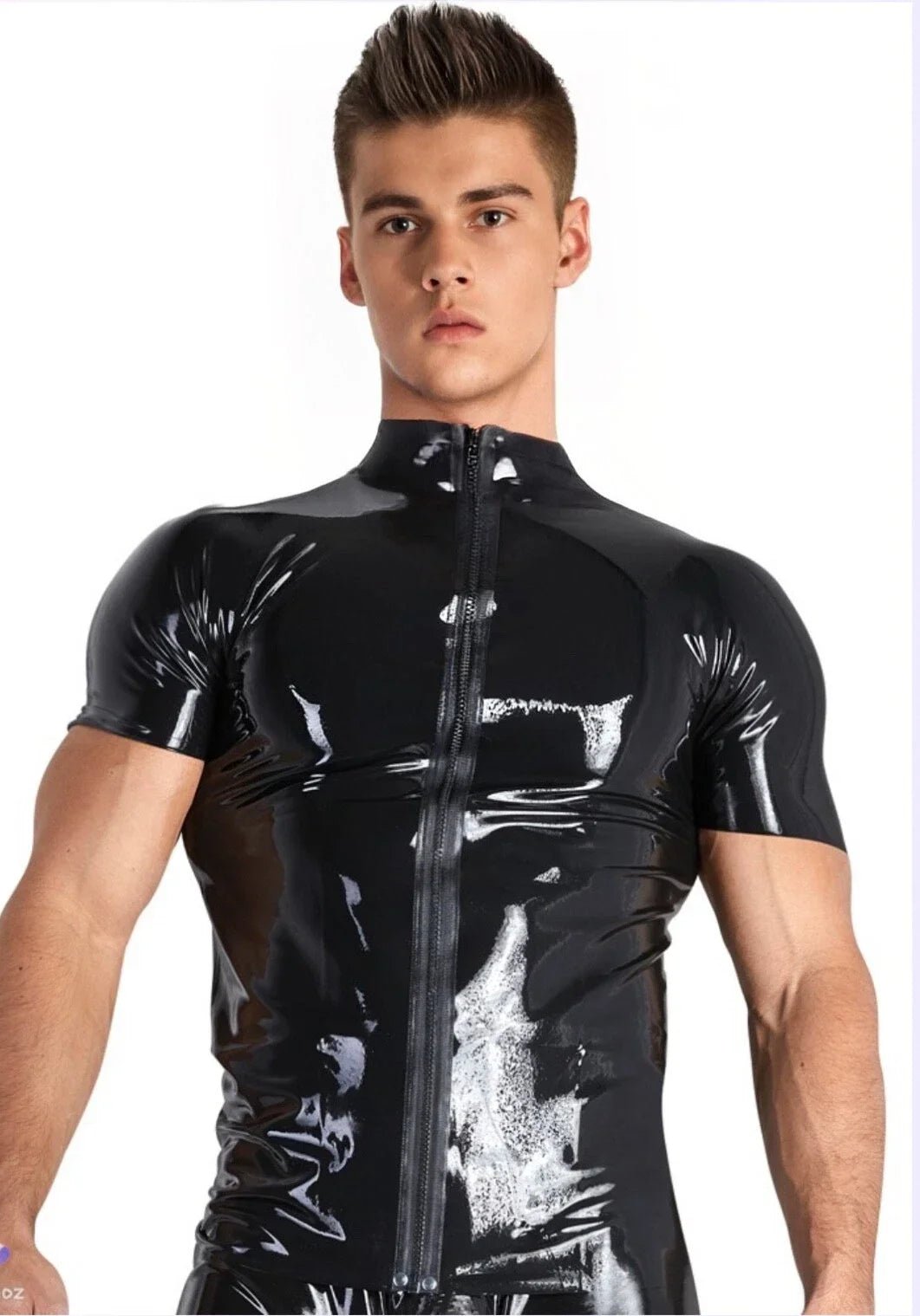 Herren Latex T-Shirt Kurzarm – Körpernahes Oberteil - noodosz - FlowNight - 