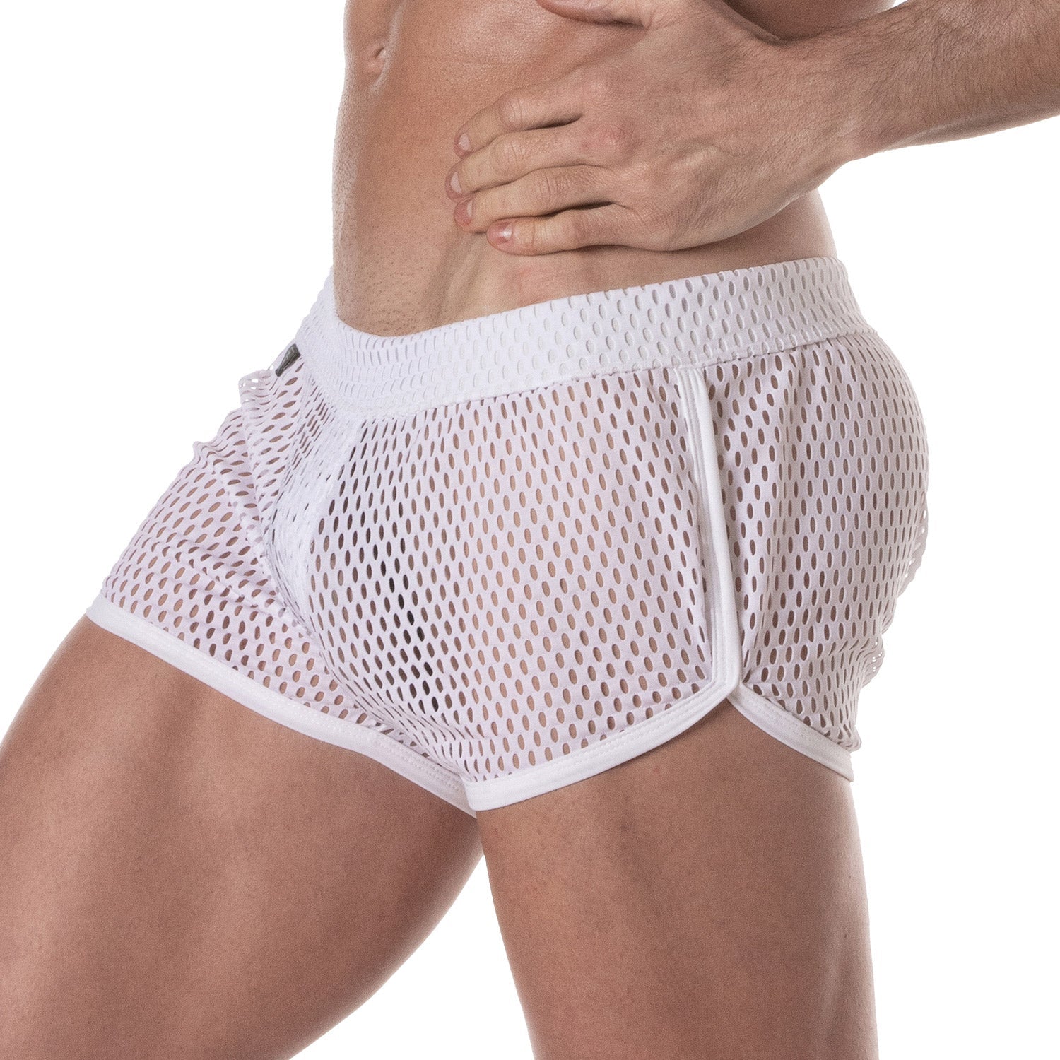 Herren - Mini - Shorts aus transparentem Mesh – Weiß - TOF Paris - Shop Deutschland Noodosz