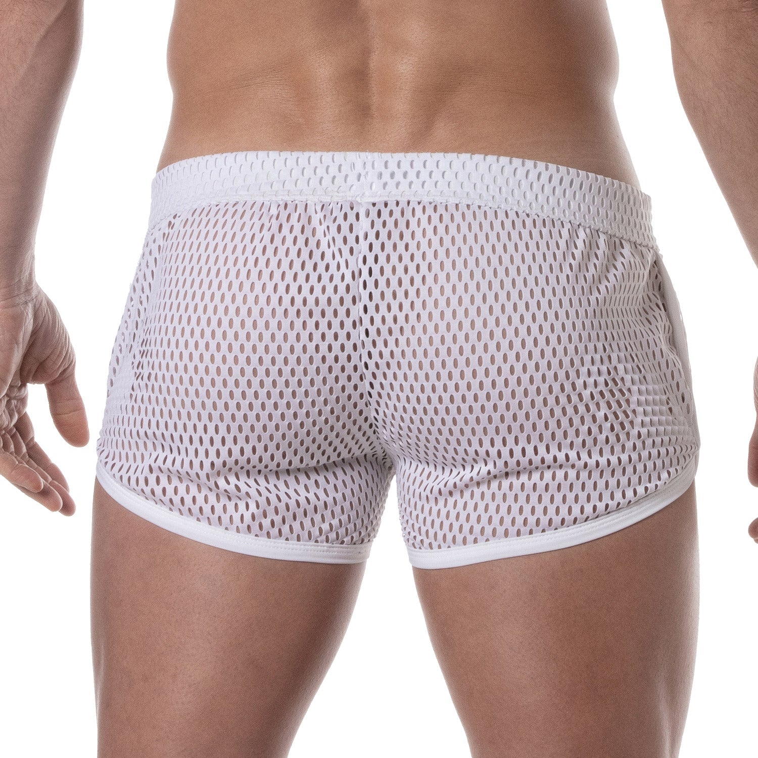 Herren - Mini - Shorts aus transparentem Mesh – Weiß - TOF Paris - Shop Deutschland Noodosz