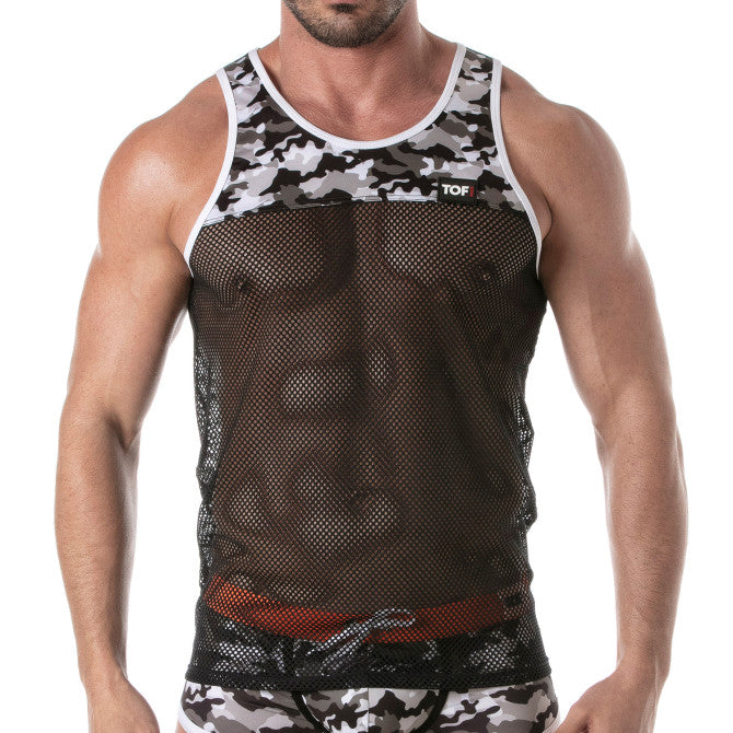 Iconic Mesh Tank Top (See Trough) Grey Camo