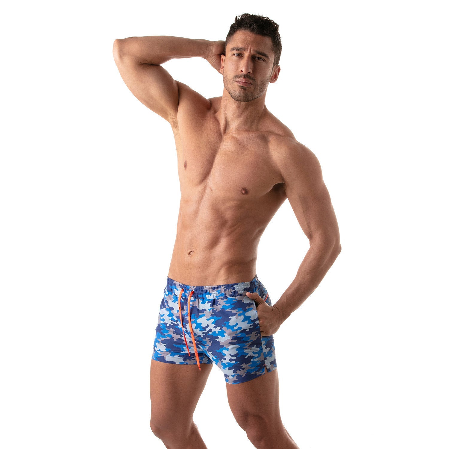 Ikonische Badeshorts - Blaues Camouflage - TOF Paris - Shop Deutschland Noodosz