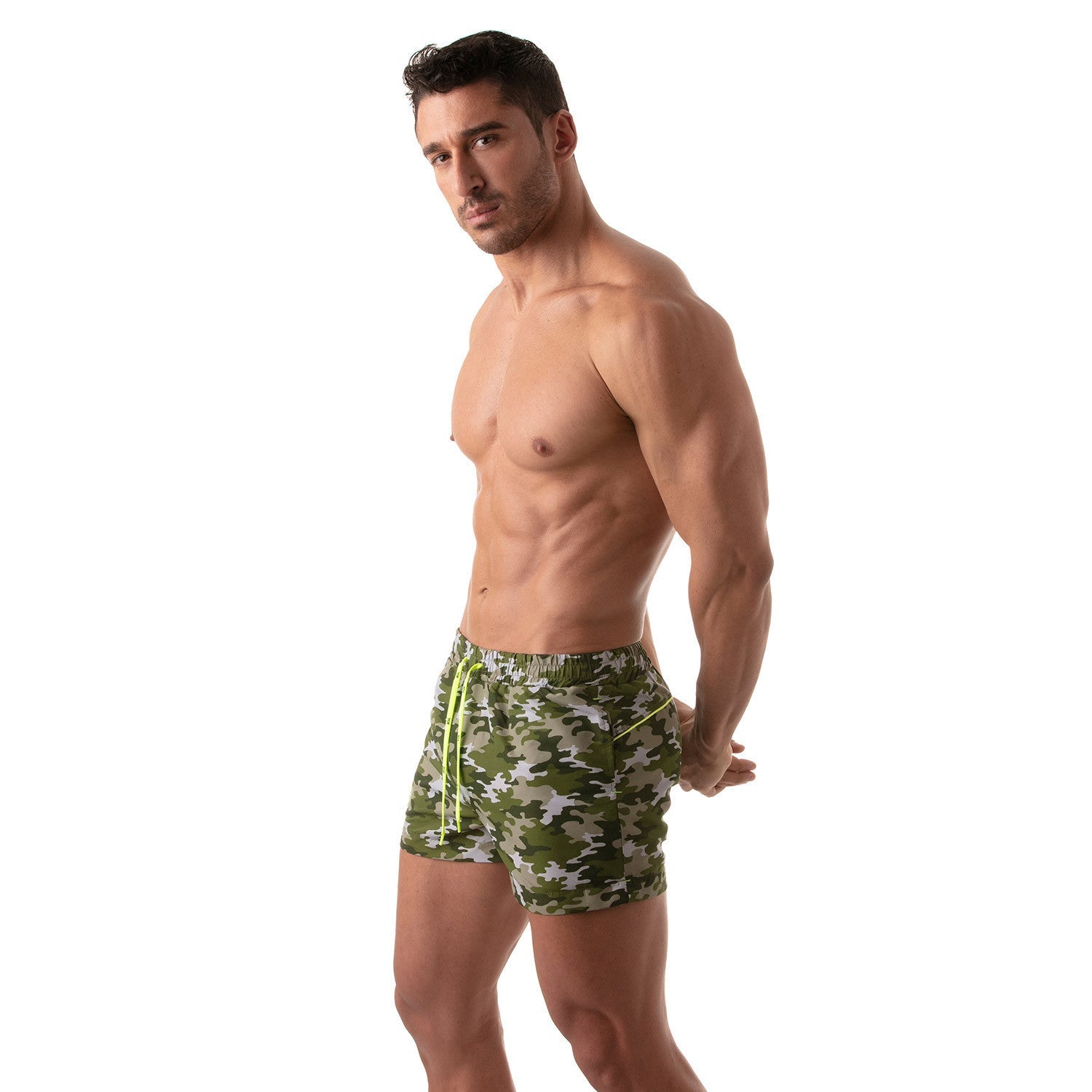 Ikonische Badeshorts - Khaki Camouflage - TOF Paris - Shop Deutschland Noodosz