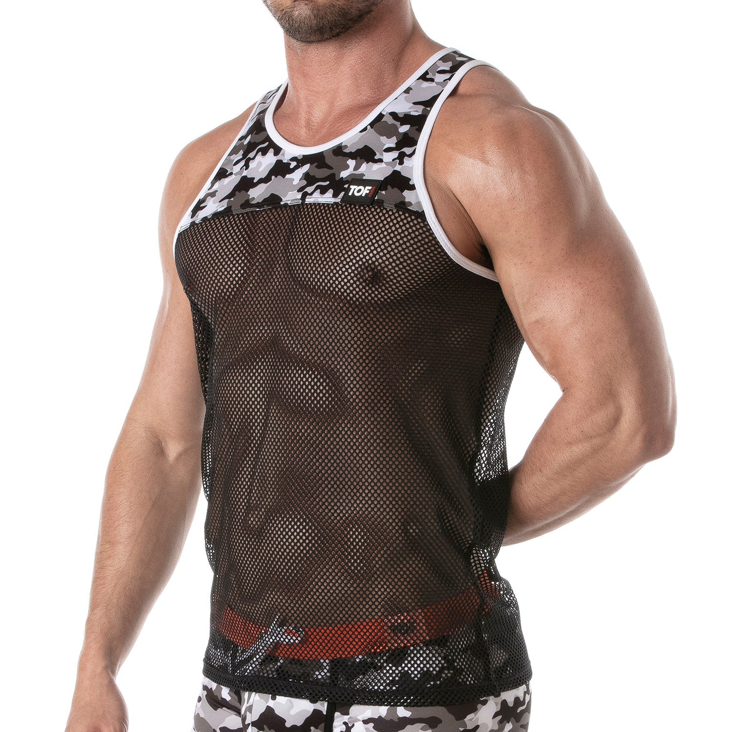 Ikonisches Mesh - Tanktop (transparent) – Grau Camo - TOF Paris - Shop Deutschland Noodosz