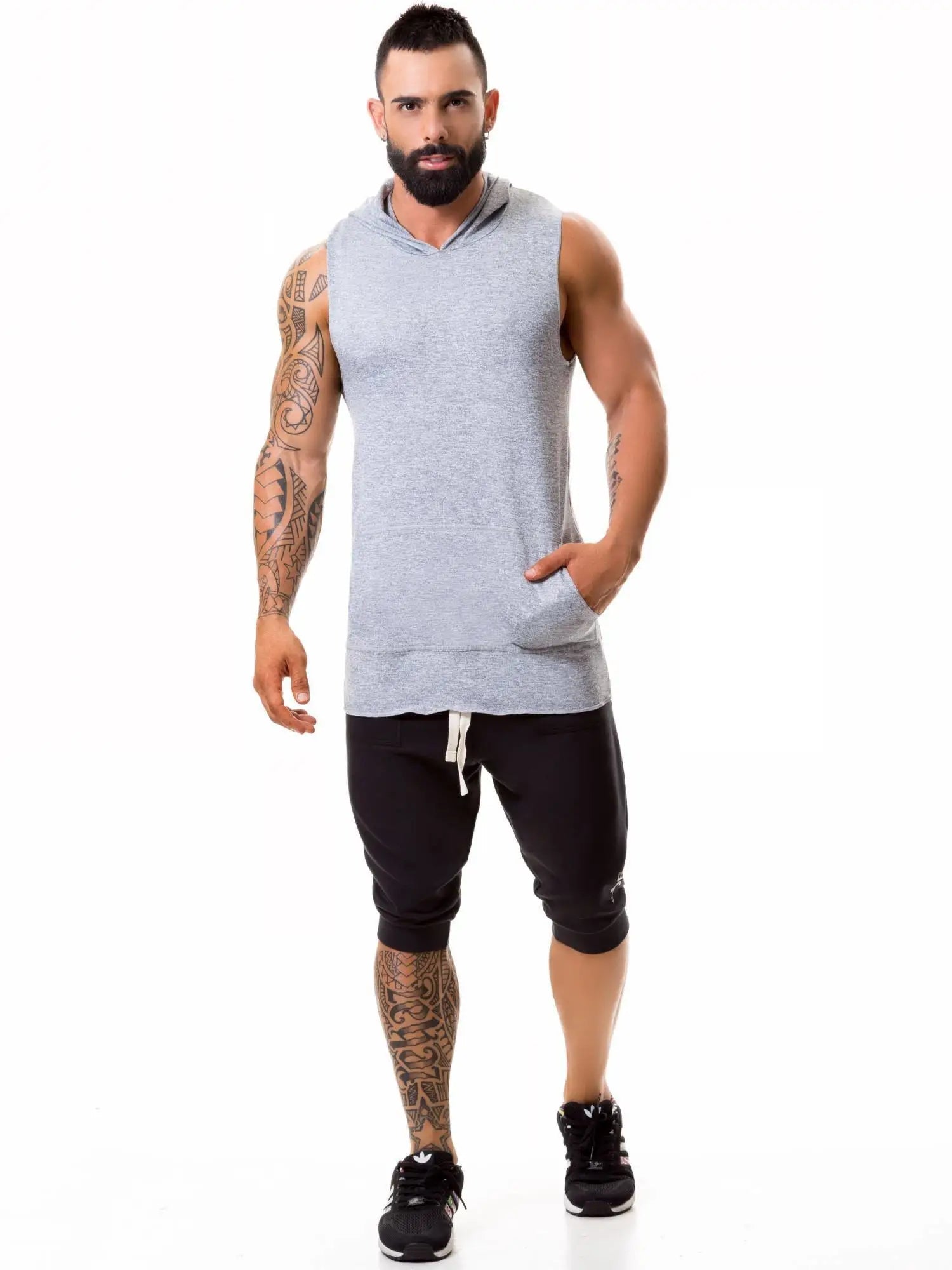 JOR 0366 Stereo Hoodie KAPUZENTANK TANK SHIRT ÄRMELLOS Fitness Gym - noodosz