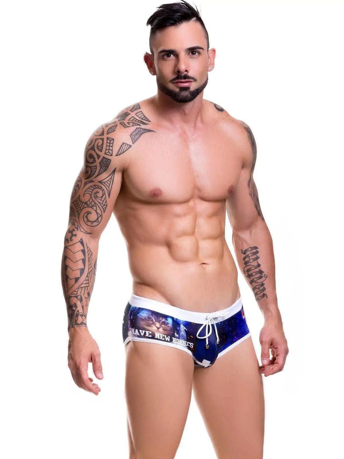 JOR 0499 GALACTIC - Herren Badehose Badeslip bedruckt mit Motiv Badeboxer - noodosz