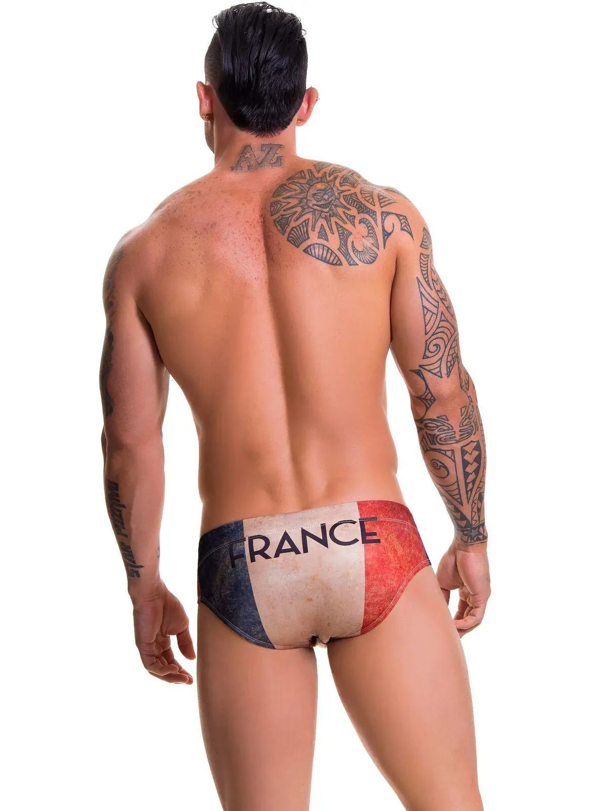 JOR 0585 FRANCE - Herren Badehose Badeslip Schwimmhose bedruckt mit Flagge - noodosz