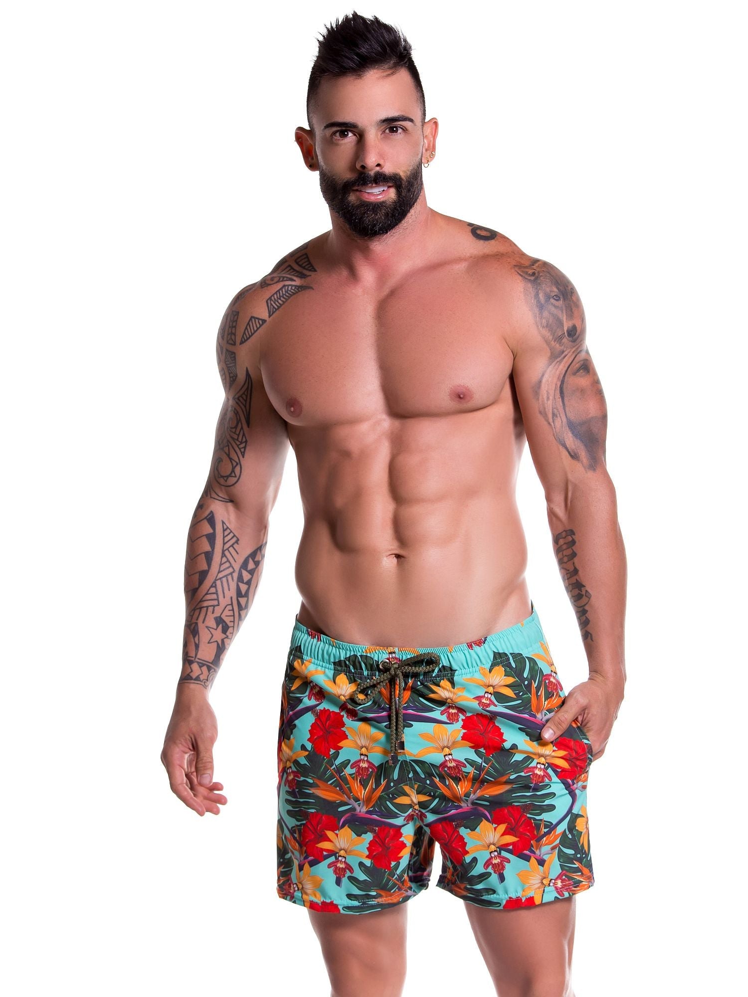 JOR 0774 GARDEN Badeshorts, Boardshorts bedruckt - noodosz - Jor - Kleidung & Accessoires:Herrenmode:Bademode