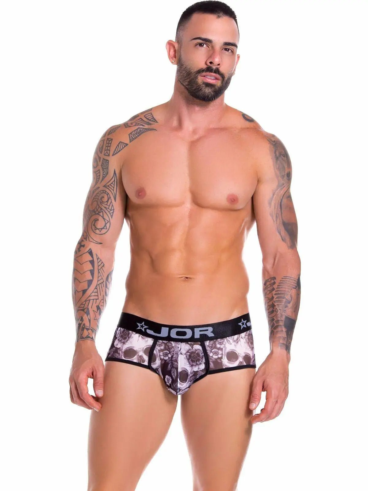 JOR 0879 Herren Slip Brief Unterhose bedruckt mit Motiv Skull Totenkopf - noodosz