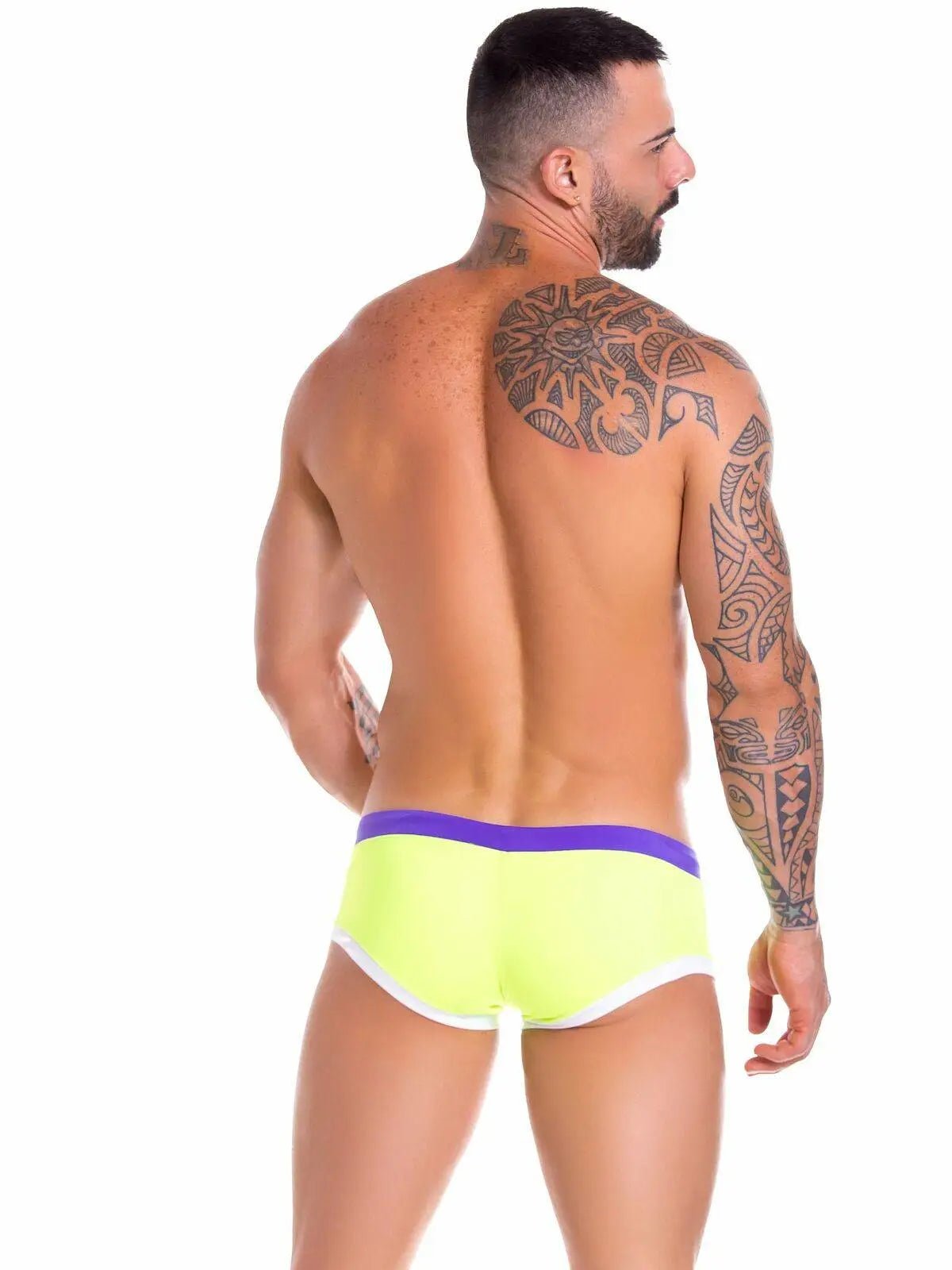 JOR 0887 Herren - Badehose Badeslip Bademode Neon Streifen Hipster - noodosz