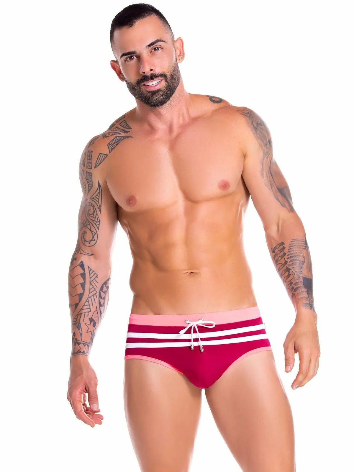 JOR 0888 FOX Herren - Badehose Badeslip Bademode Neon Streifen Hipster - noodosz