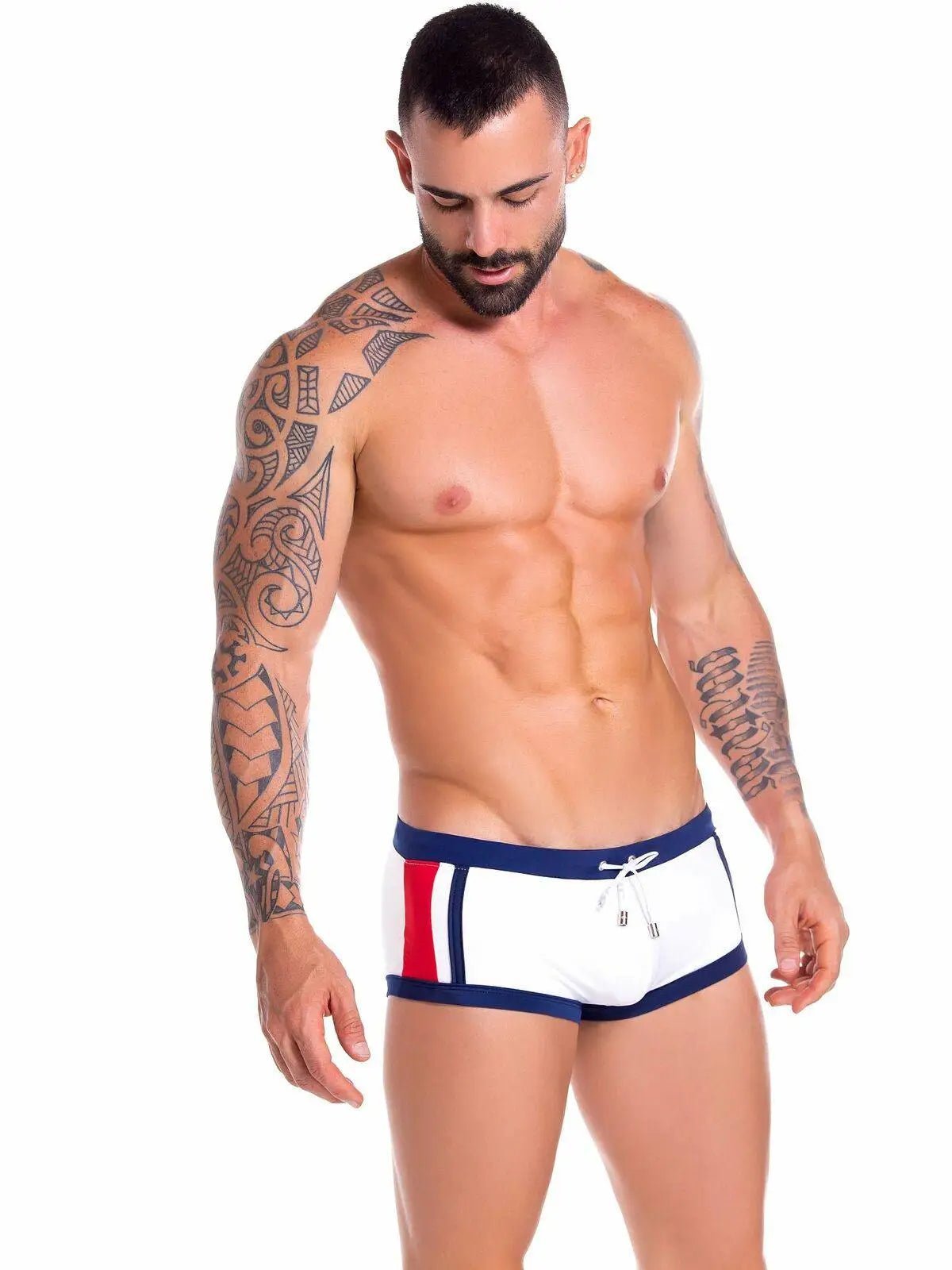 JOR 0890 Herren - Badehose Badeslip Bademode Neon Streifen Hipster - noodosz