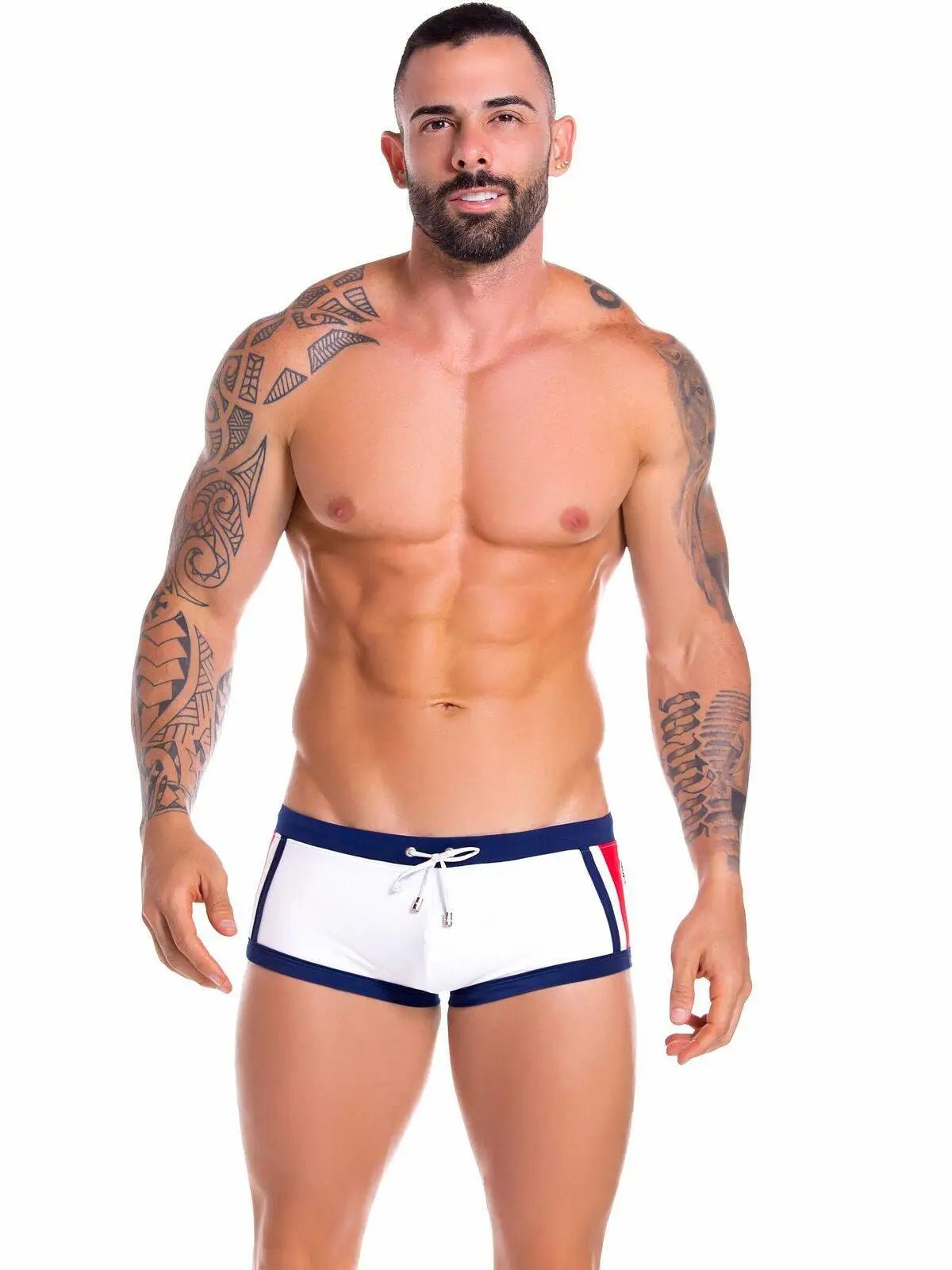 JOR 0890 Herren - Badehose Badeslip Bademode Neon Streifen Hipster - noodosz