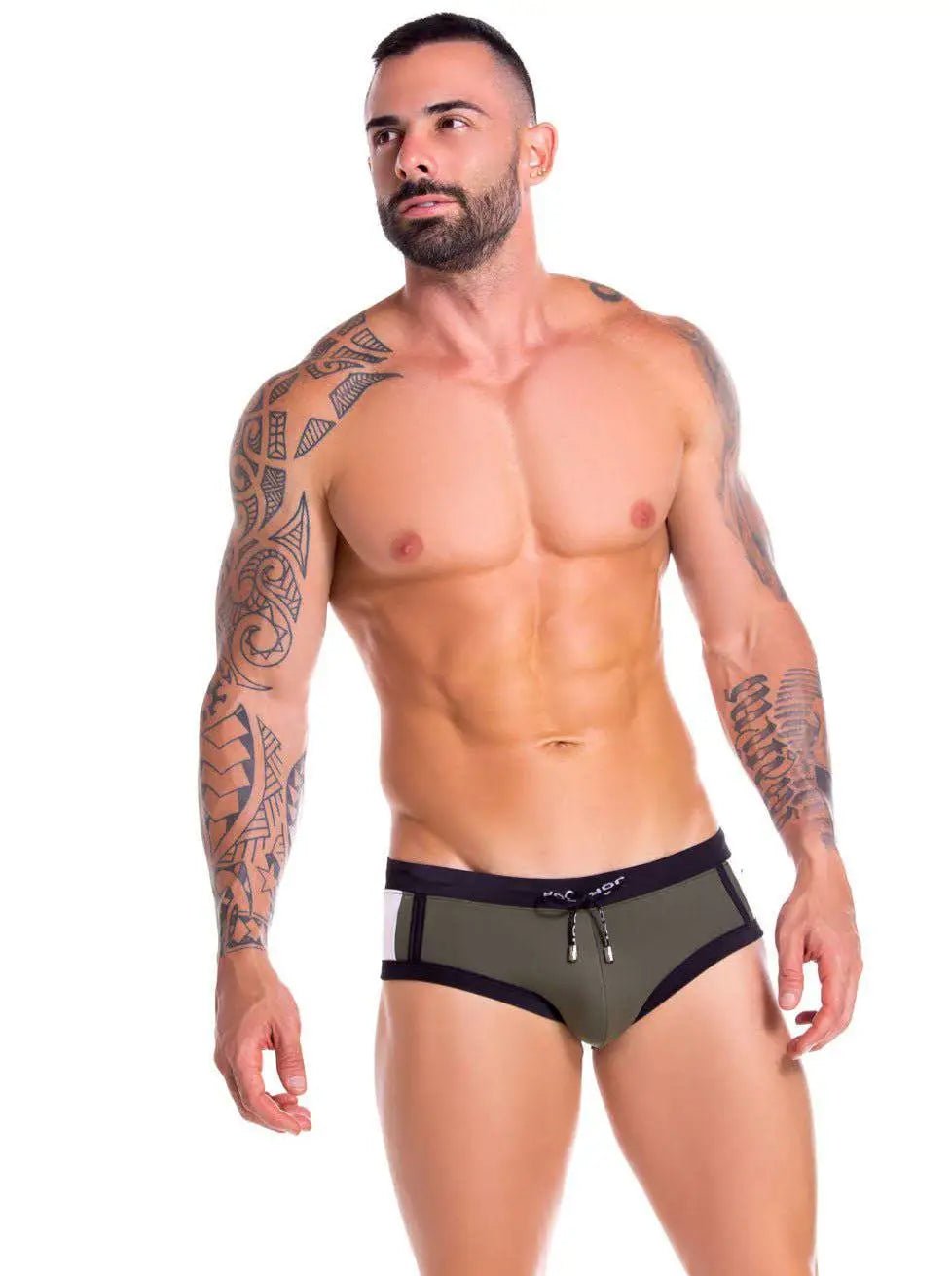 JOR 0891 Herren - Badehose Badeslip Bademode Neon Streifen Hipster - noodosz