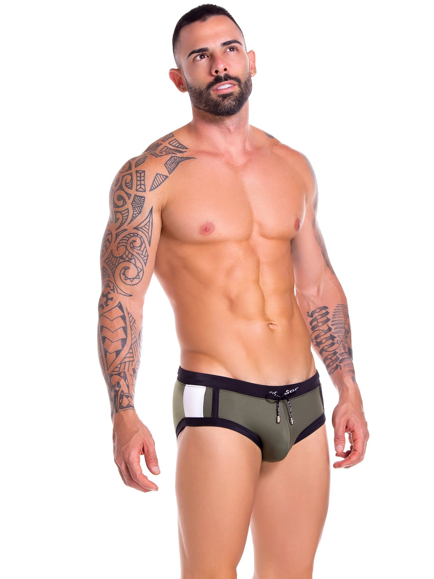 JOR 0891 Herren - Badehose Badeslip Bademode Neon Streifen Hipster - noodosz