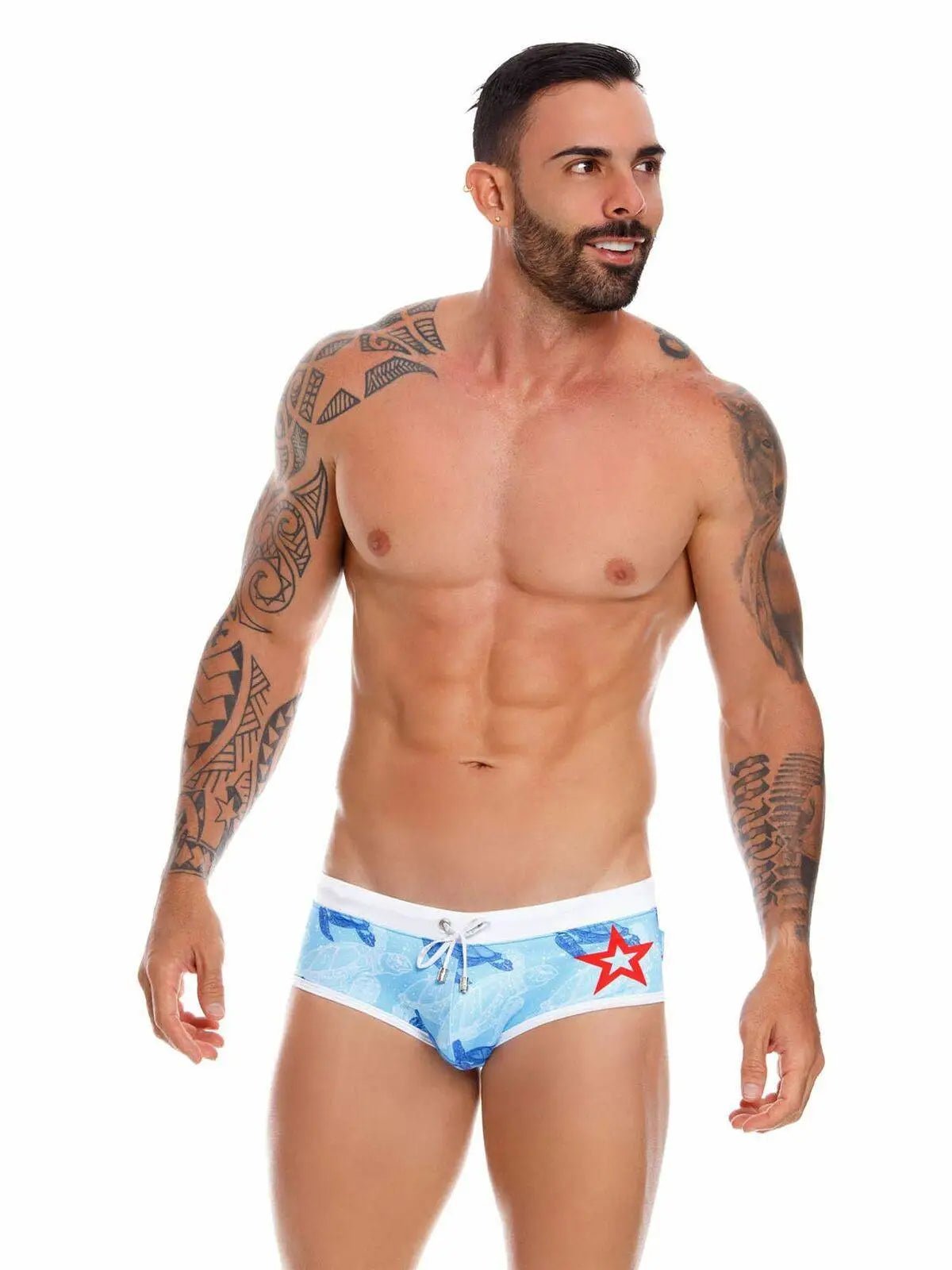 JOR 1031 Herren Badehose Badeslip mit Motiv Schildkröte - noodosz