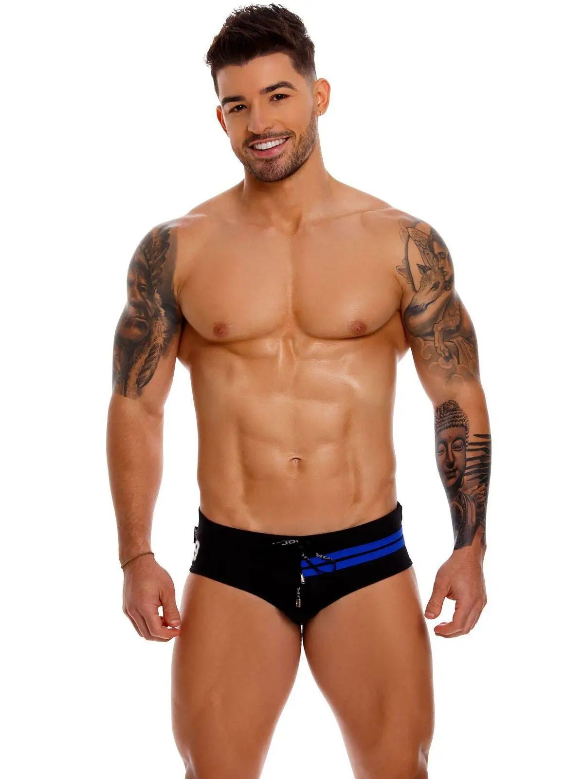 JOR 1149 Herren Badehose Badeslip Schwimmhose Streifen Neon - noodosz