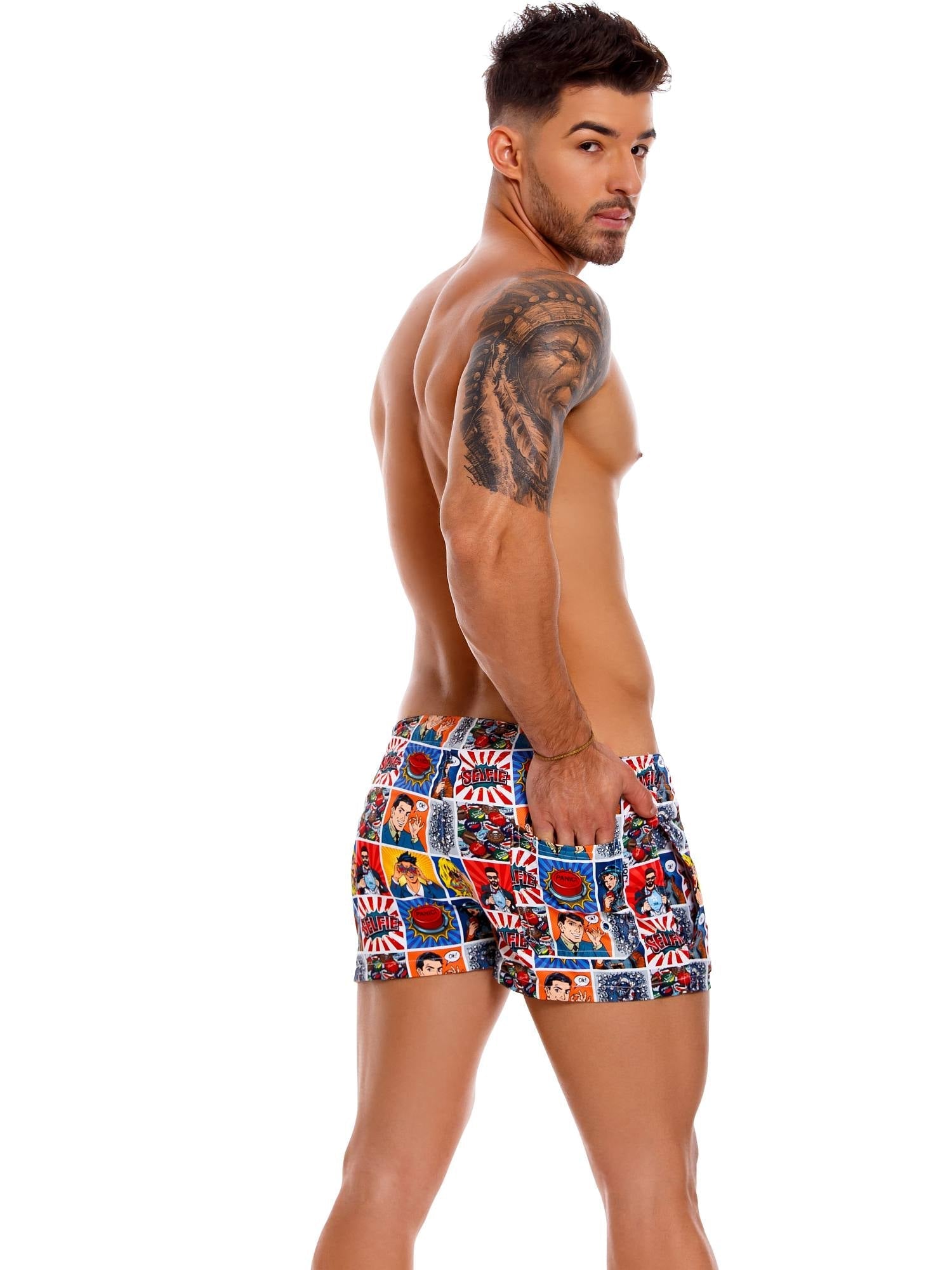 JOR 1163 COMIC Herren Badeshorts, Surfershorts bedruckt - Jor - Shop Deutschland Noodosz