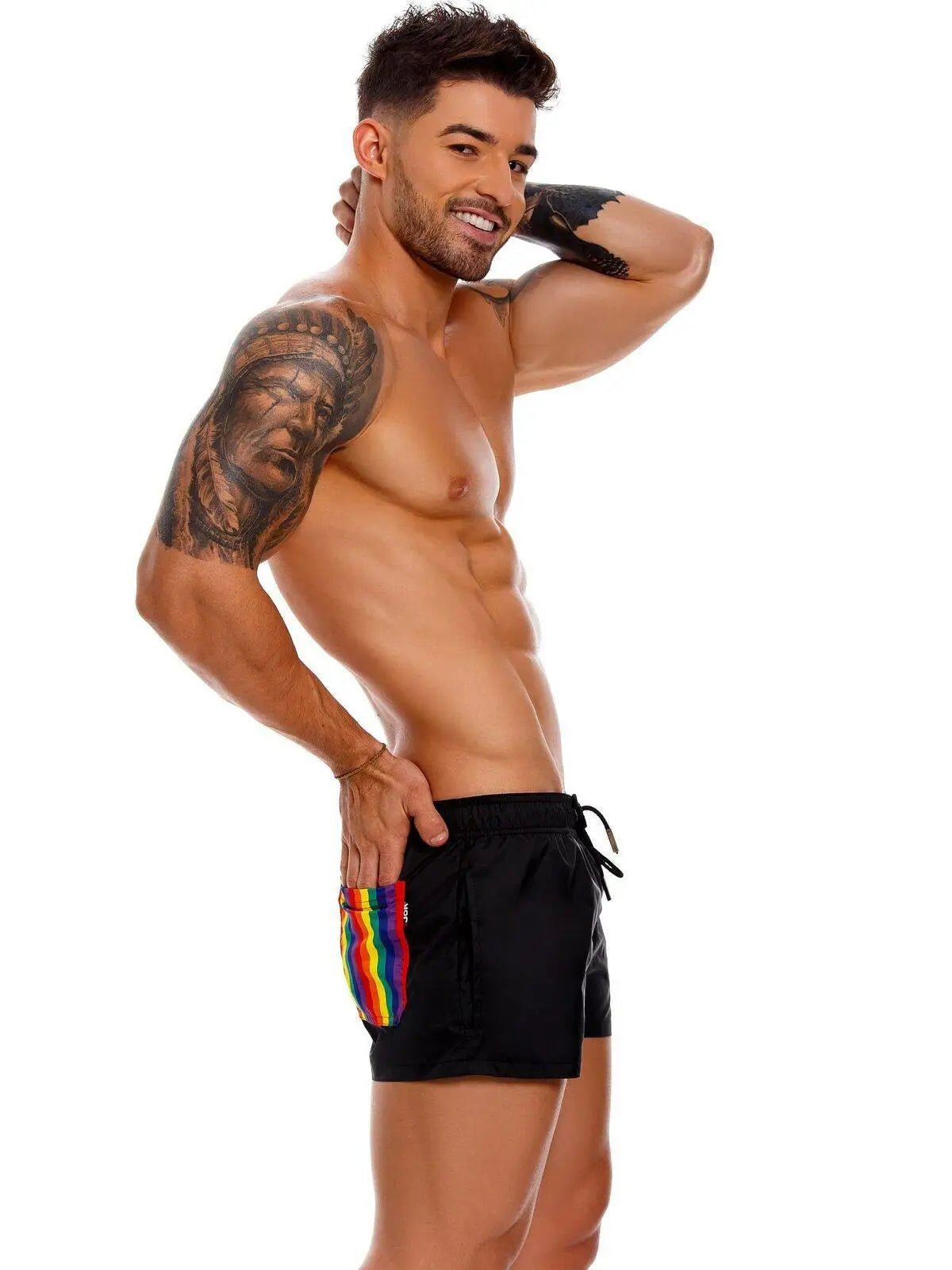 JOR 1168 PRIDE Badeshorts Badehose Surfershorts bedruckt Rainbow Regenbogen - noodosz