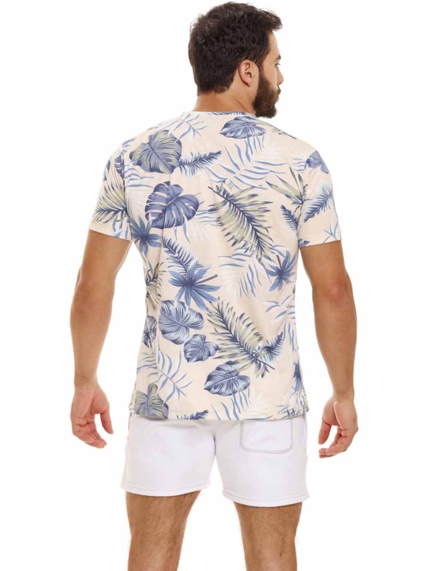 JOR 1772 PARADISE T-Shirt bedruckt Kurzarm Shirt mit Motiv Surferstyle Blumen - noodosz