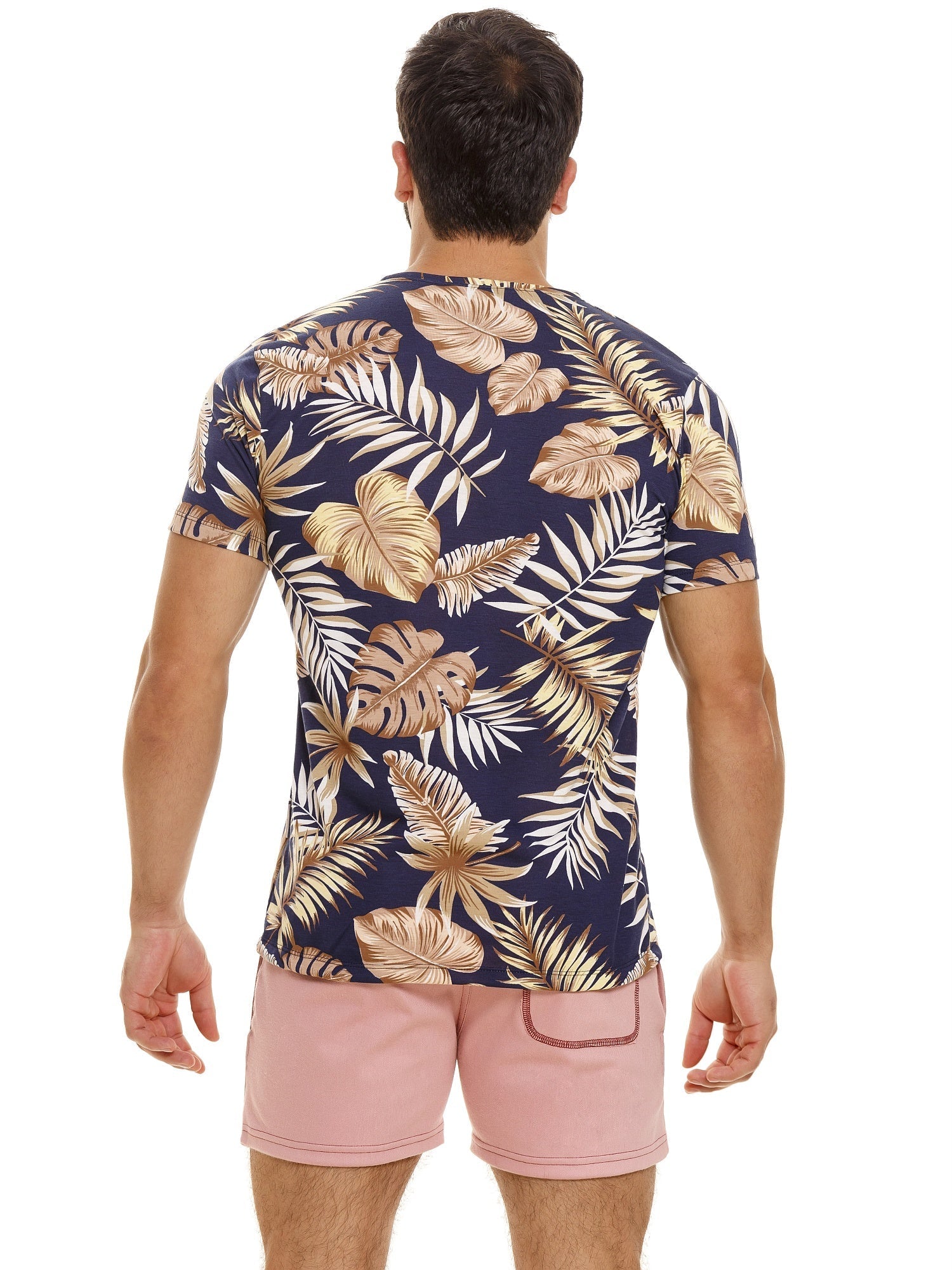 JOR 1772 PARADISE T-Shirt bedruckt Kurzarm Shirt mit Motiv Surferstyle Blumen - noodosz