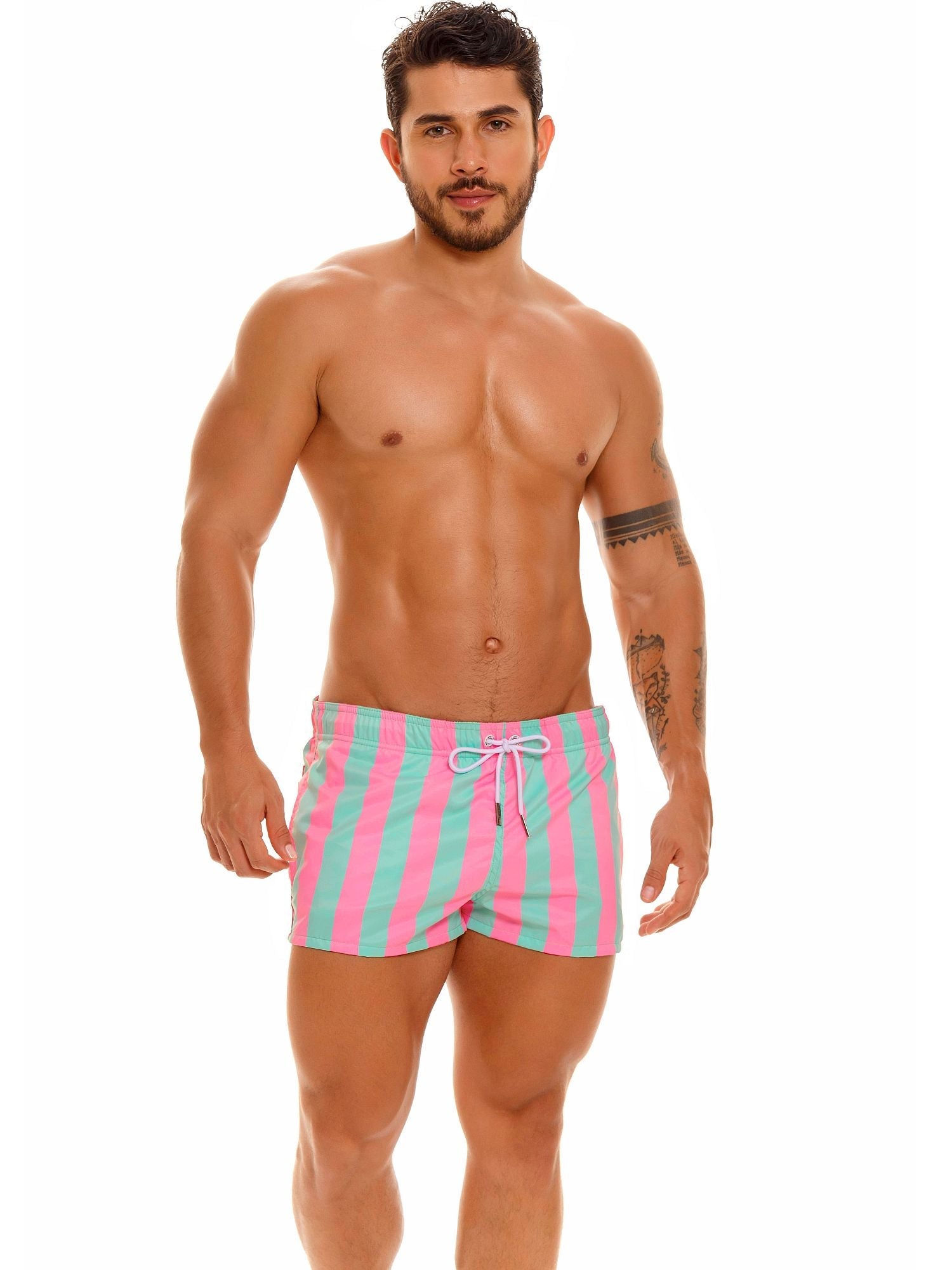 JOR 1905 SMILE Badeshorts - pink Streifen - noodosz JOR 1905 SMILE Badeshorts - pink Streifen Jor Kleidung & Accessoires:Herren:Herrenmode:Bademode nudosz.myshopify.com
