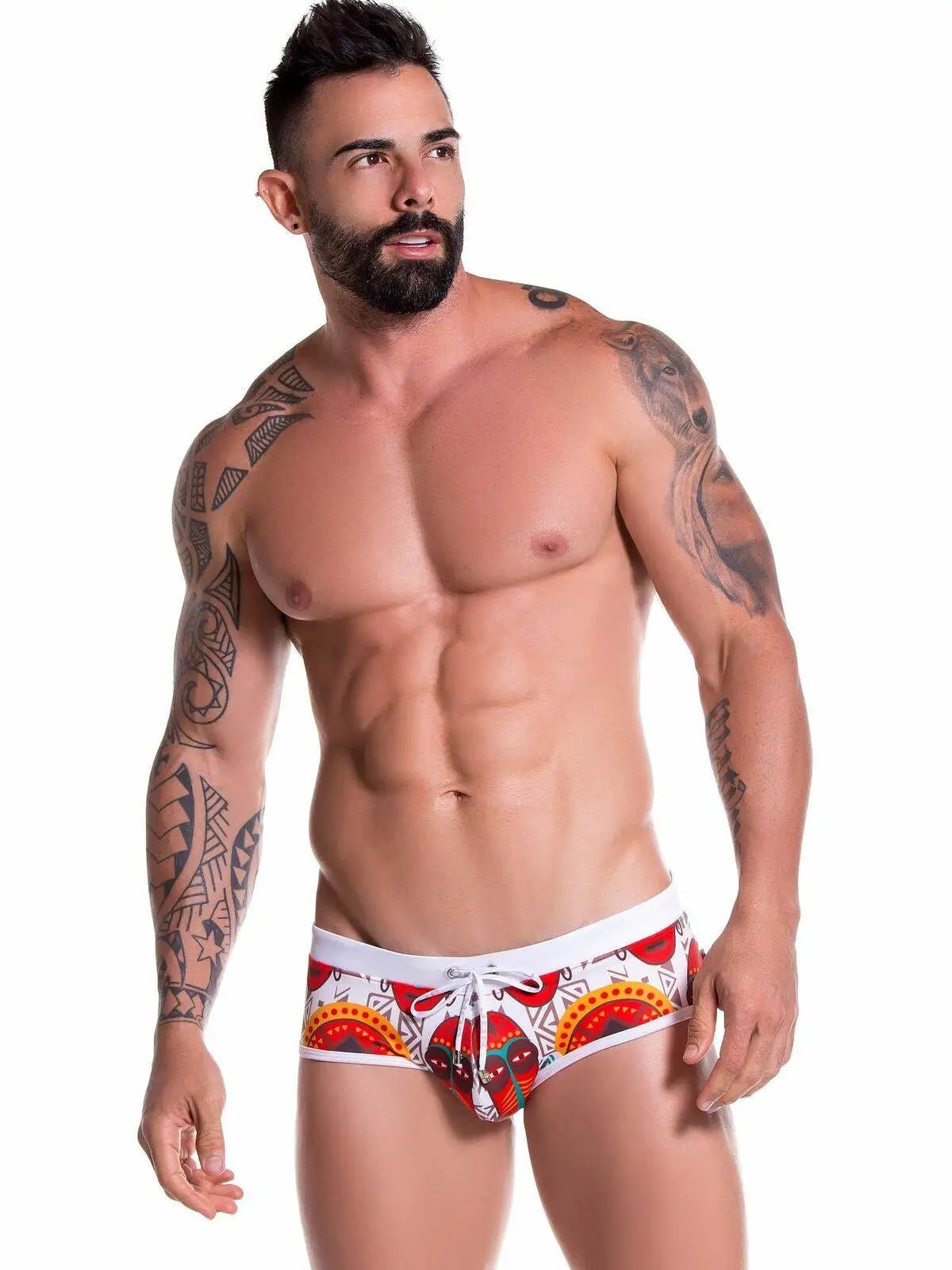 JOR Herren 0766 TRIBAL bedruckt Badehose mit Motiv Badeslip Swimwear WOW! - noodosz