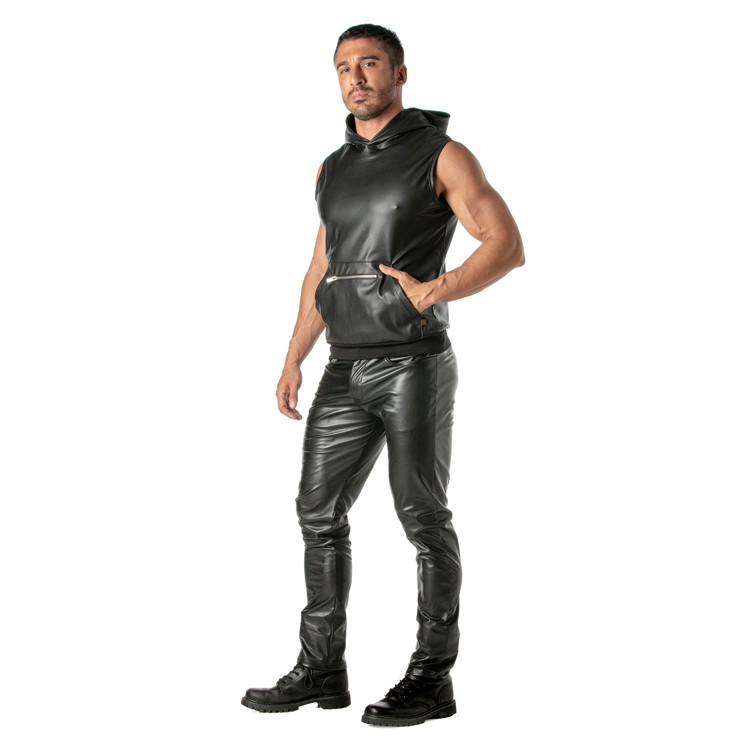 Kinky – ärmelloser Hoodie mit Reißverschlusstasche. Maskulin, provokant und perfekt sitzend – Dein Statement für Clubwear und private Sessions. - TOF Paris - Shop Deutschland Noodosz