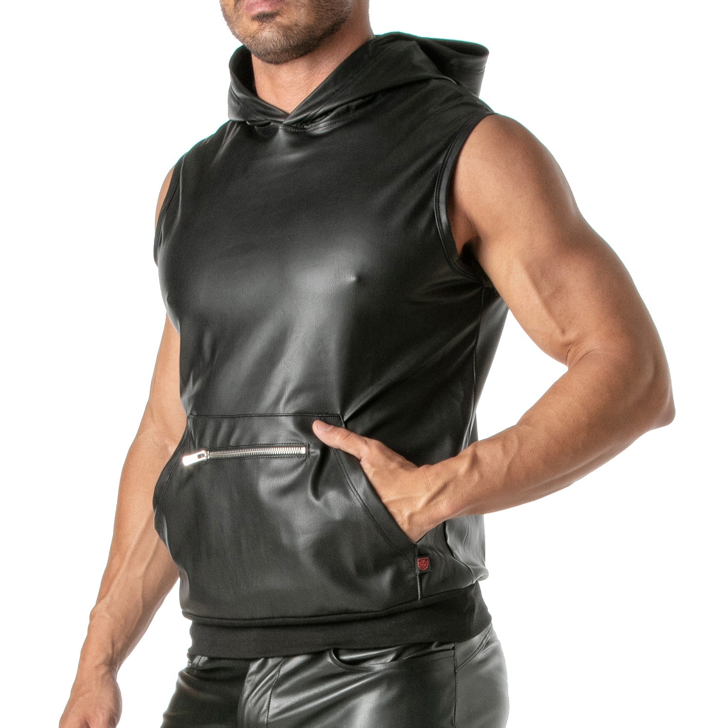 Kinky – ärmelloser Hoodie mit Reißverschlusstasche. Maskulin, provokant und perfekt sitzend – Dein Statement für Clubwear und private Sessions. - TOF Paris - Shop Deutschland Noodosz