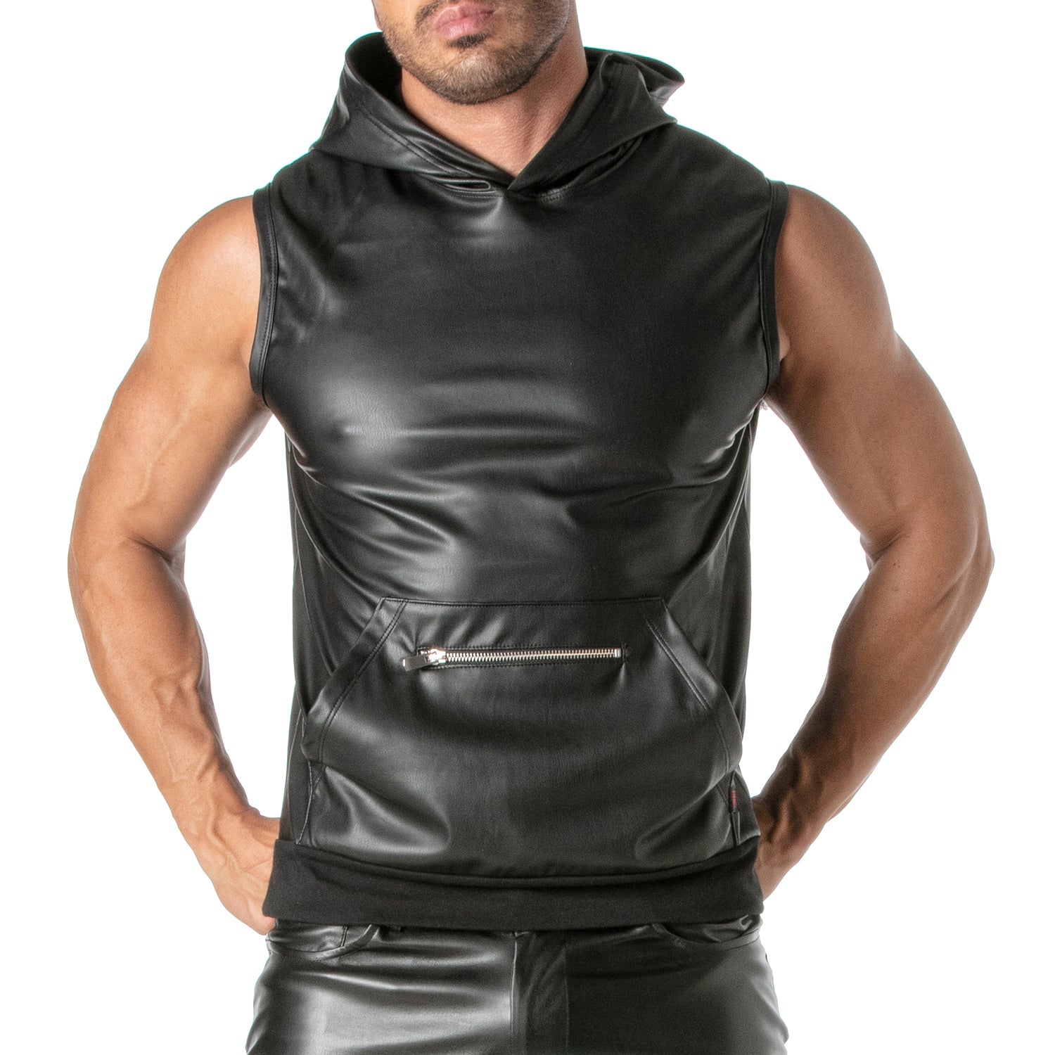 Kinky – ärmelloser Hoodie mit Reißverschlusstasche. Maskulin, provokant und perfekt sitzend – Dein Statement für Clubwear und private Sessions. - TOF Paris - Shop Deutschland Noodosz
