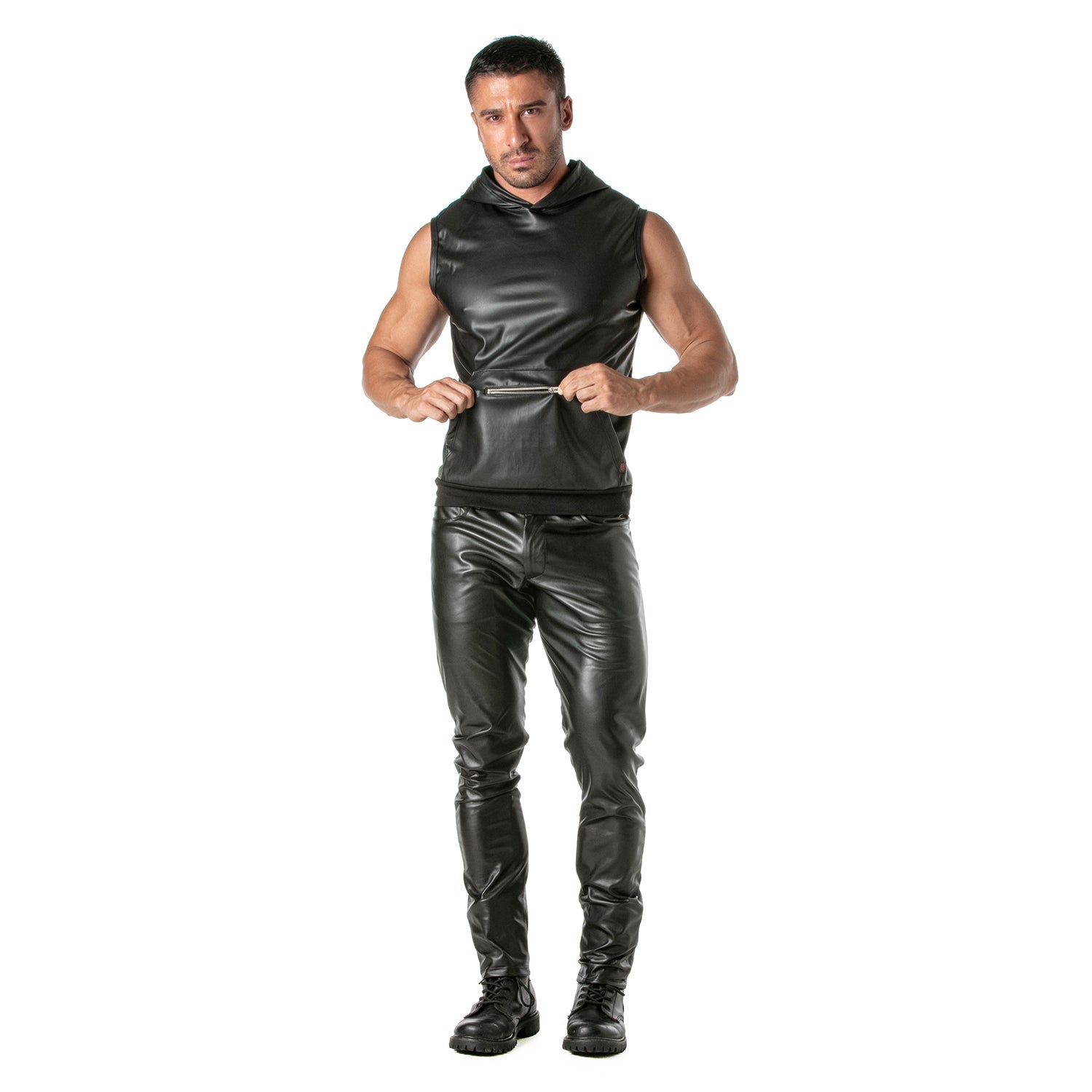 Kinky – ärmelloser Hoodie mit Reißverschlusstasche. Maskulin, provokant und perfekt sitzend – Dein Statement für Clubwear und private Sessions. - TOF Paris - Shop Deutschland Noodosz