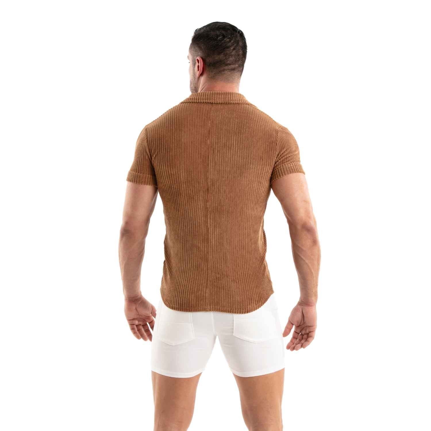 Knitted Corduroy Shirt Camel - TOF Paris - Shop Deutschland Noodosz