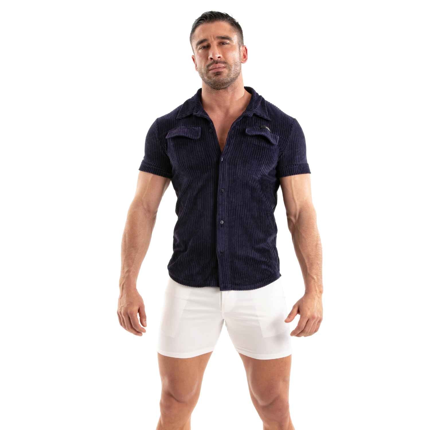 Knitted Corduroy Shirt Navy - TOF Paris - Shop Deutschland Noodosz