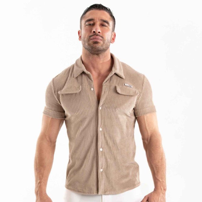 Knitted Corduroy Shirt Sand - noodosz - TOF Paris - 