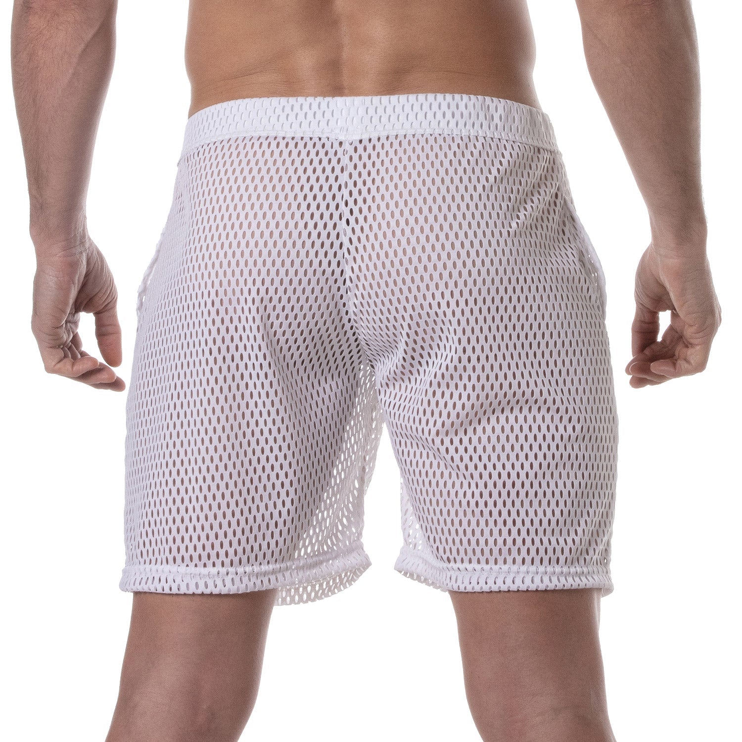 Kurze Sporthose aus transparentem Mesh für Herren – Weiß - TOF Paris - Shop Deutschland Noodosz