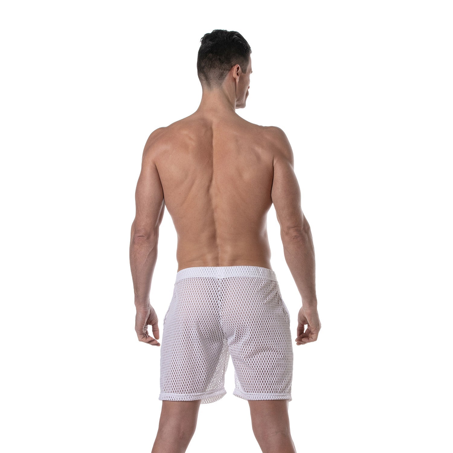 Kurze Sporthose aus transparentem Mesh für Herren – Weiß - TOF Paris - Shop Deutschland Noodosz