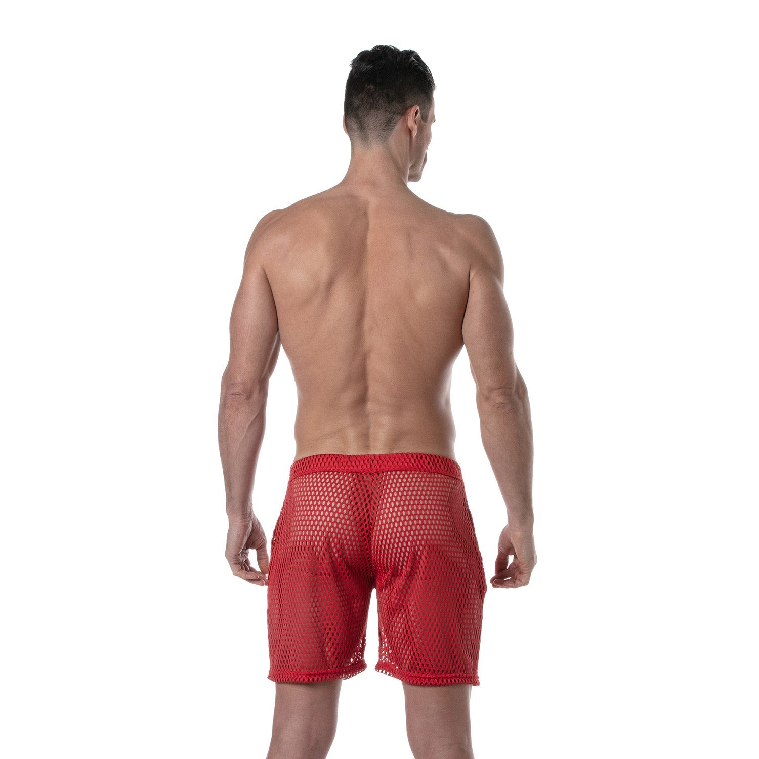 Kurze Sporthose aus transparentem Mesh – Rot - TOF Paris - Shop Deutschland Noodosz