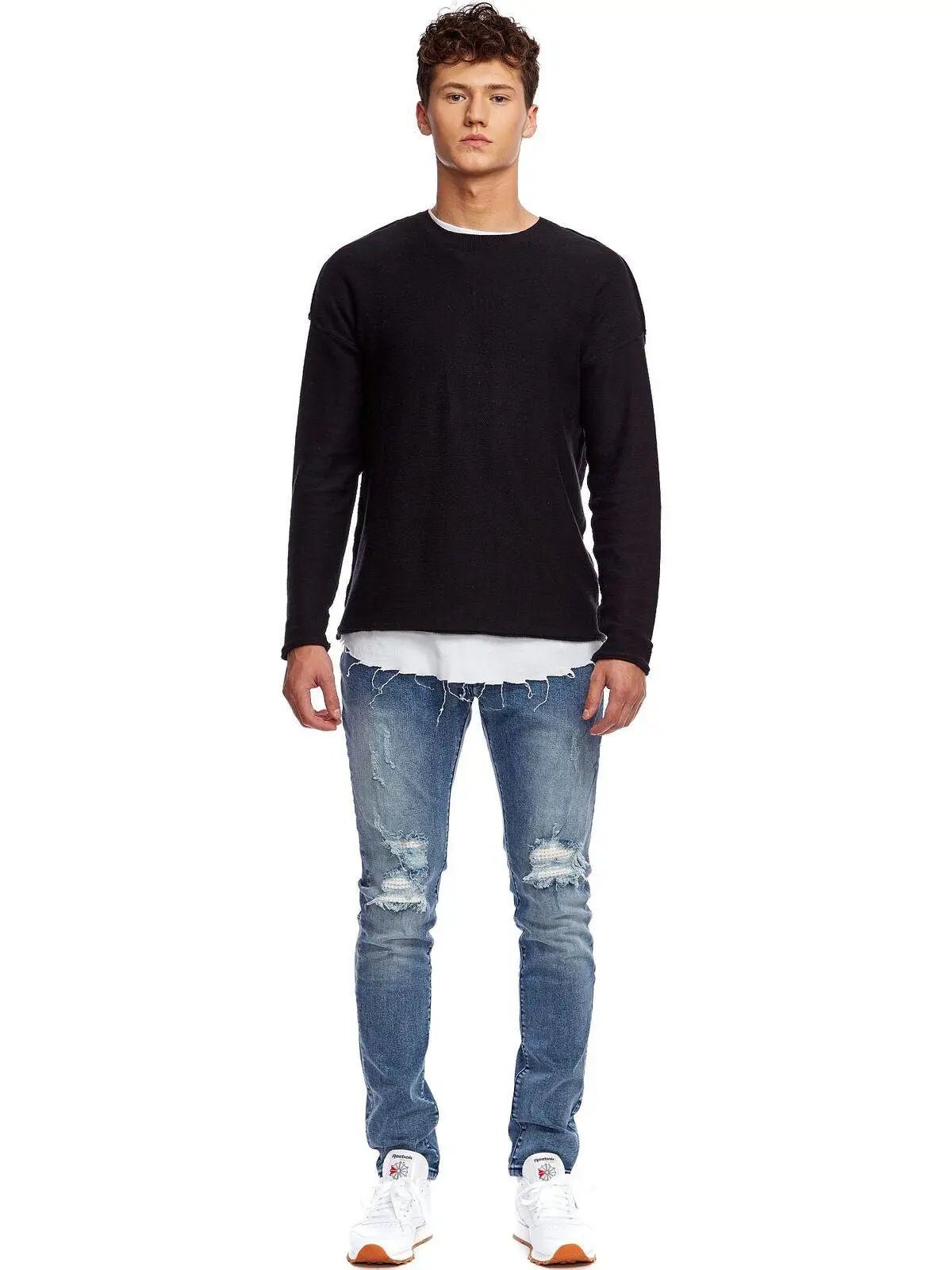 KUWALLA KI THERMAL Skinny Fit Röhrenjeans Destroyed Herren Jeans - noodosz