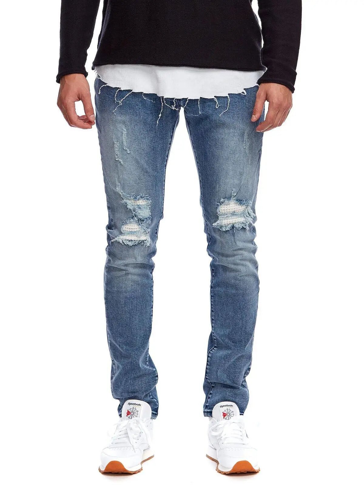 KUWALLA KI THERMAL Skinny Fit Röhrenjeans Destroyed Herren Jeans - noodosz