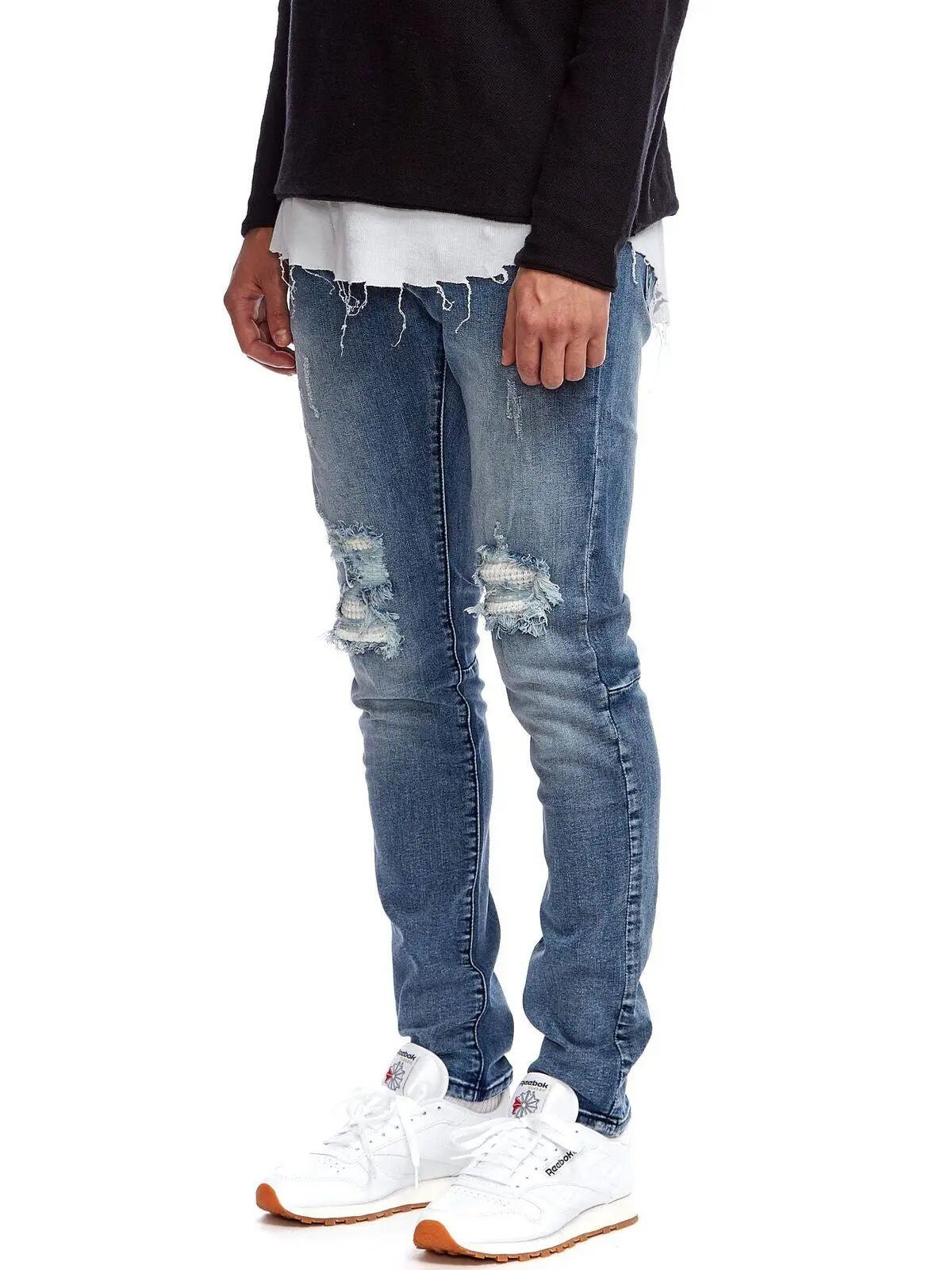 KUWALLA KI THERMAL Skinny Fit Röhrenjeans Destroyed Herren Jeans - noodosz