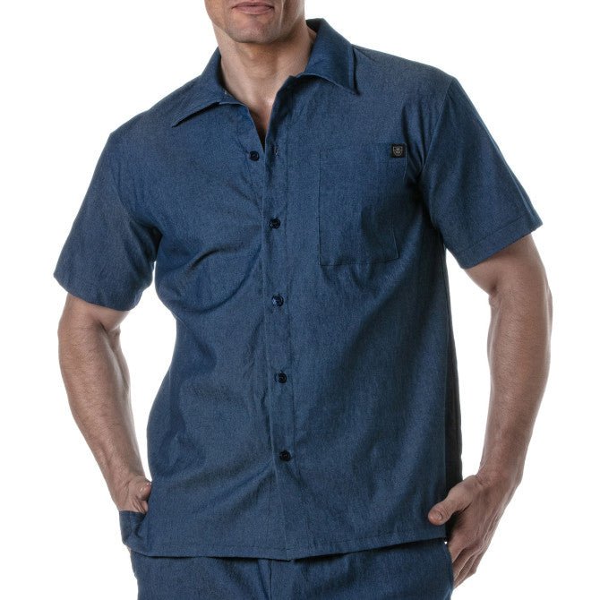 Light Denim Short Sleeve Shirt - noodosz - TOF Paris - 