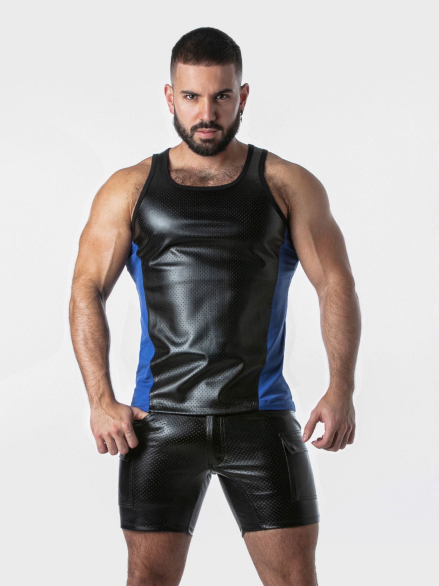 LOCKER GEAR PUNCH HOLE TANK TOP LK1059, Kunstleder Top - Locker Gear - Shop Deutschland Noodosz