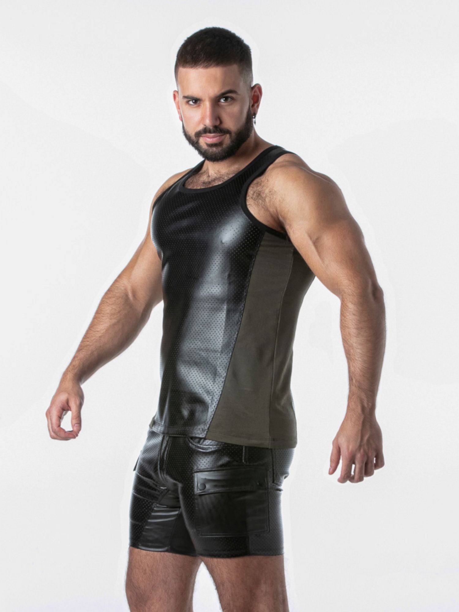 LOCKER GEAR PUNCH HOLE TANK TOP LK1059, Kunstleder Top - noodosz - Locker Gear - Kleidung & Accessoires:Herren:Herrenmode:Shirts & Hemden:T-Shirts