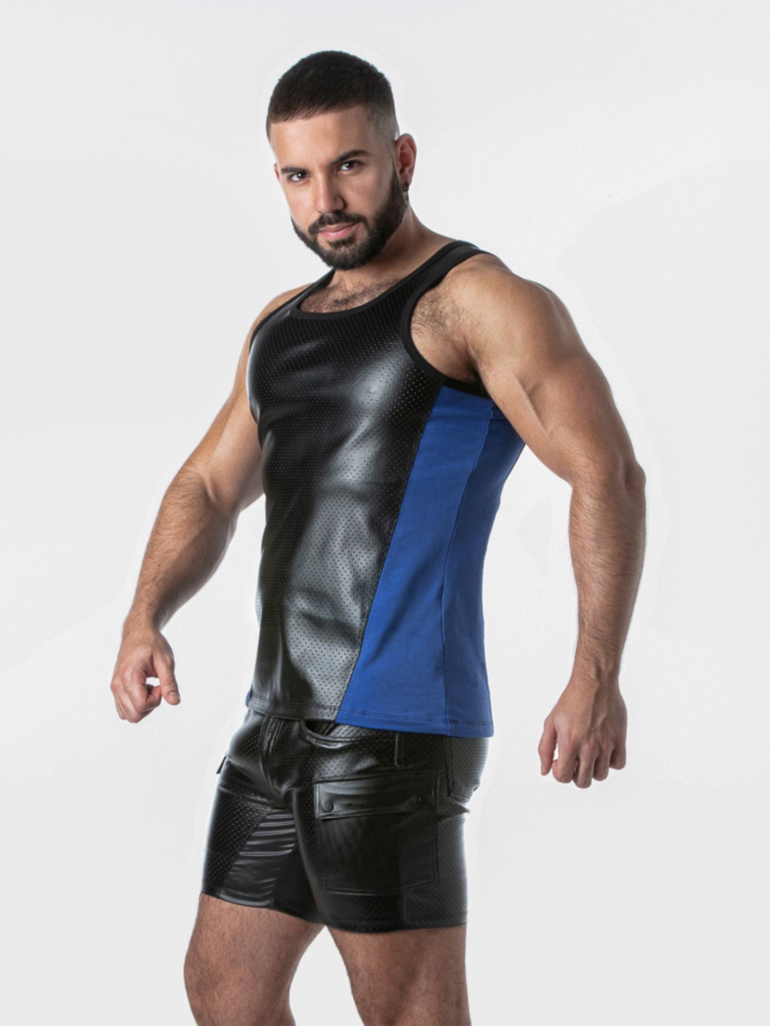 LOCKER GEAR PUNCH HOLE TANK TOP LK1059, Kunstleder Top - noodosz - Locker Gear - Kleidung & Accessoires:Herren:Herrenmode:Shirts & Hemden:T-Shirts