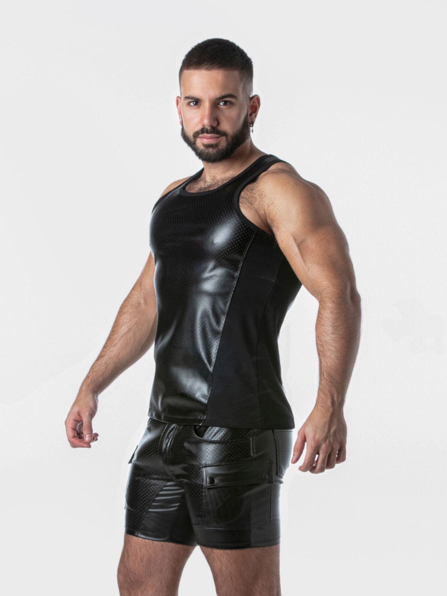 LOCKER GEAR PUNCH HOLE TANK TOP LK1059, Kunstleder Top - noodosz - Locker Gear - Kleidung & Accessoires:Herren:Herrenmode:Shirts & Hemden:T-Shirts